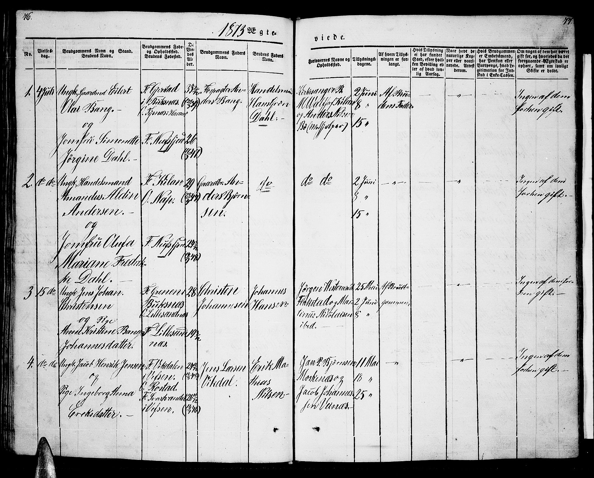 Ministerialprotokoller, klokkerbøker og fødselsregistre - Nordland, AV/SAT-A-1459/885/L1212: Parish register (copy) no. 885C01, 1847-1873, p. 76-77