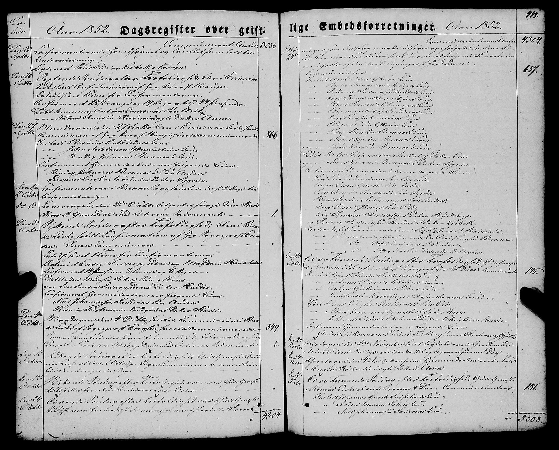 Gulen sokneprestembete, AV/SAB-A-80201/H/Haa/Haaa/L0021: Parish register (official) no. A 21, 1848-1858, p. 448