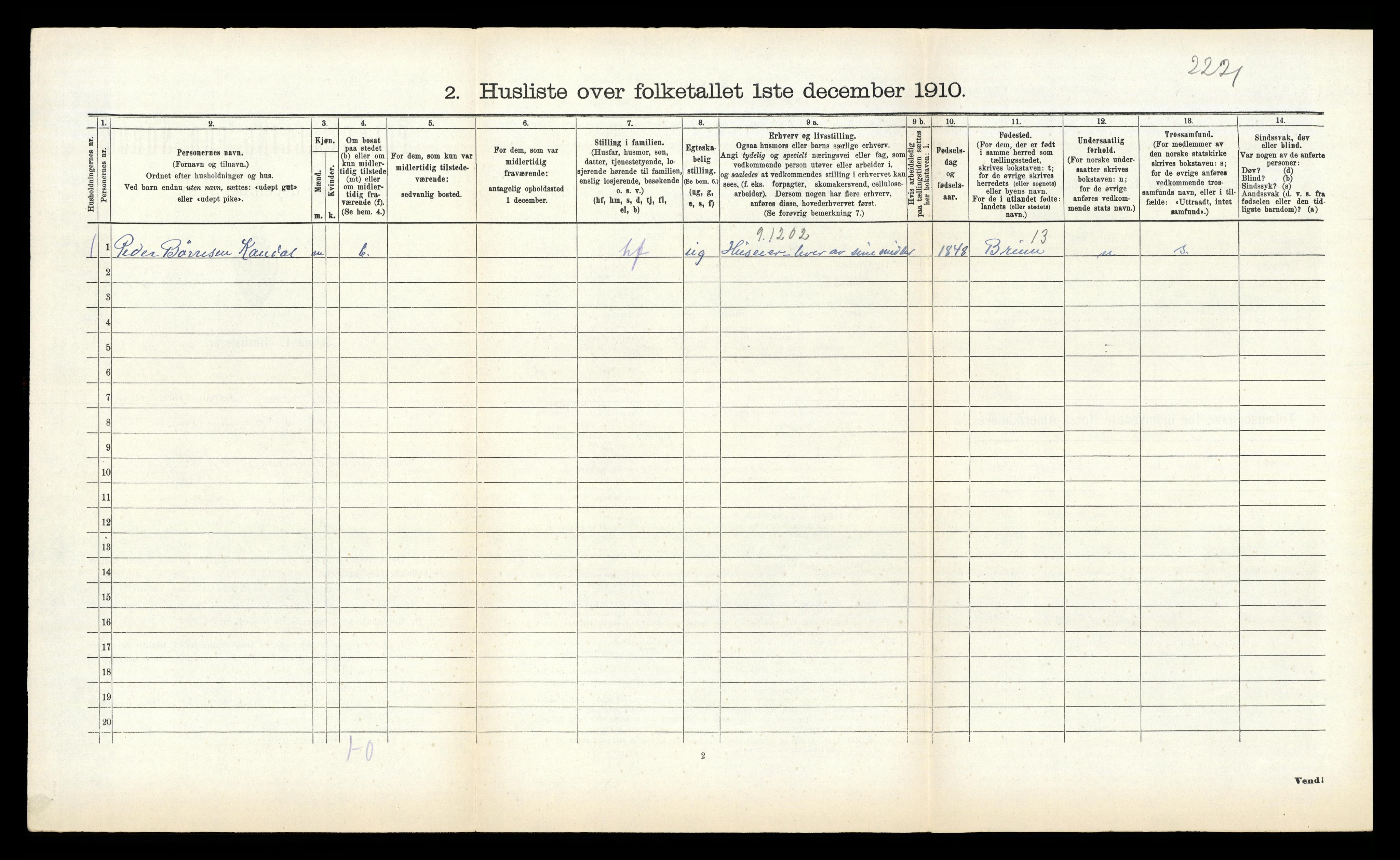 RA, 1910 census for Gloppen, 1910, p. 909