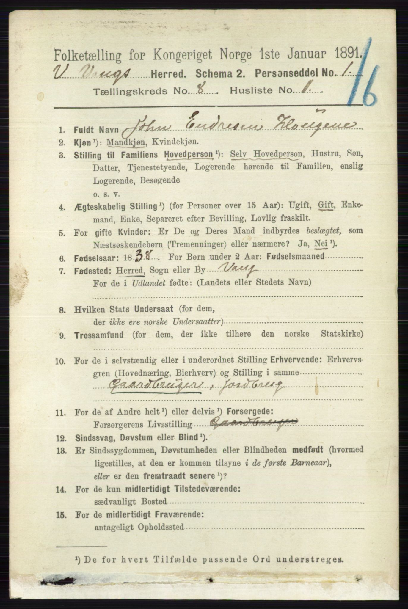 RA, 1891 census for 0545 Vang, 1891, p. 1762