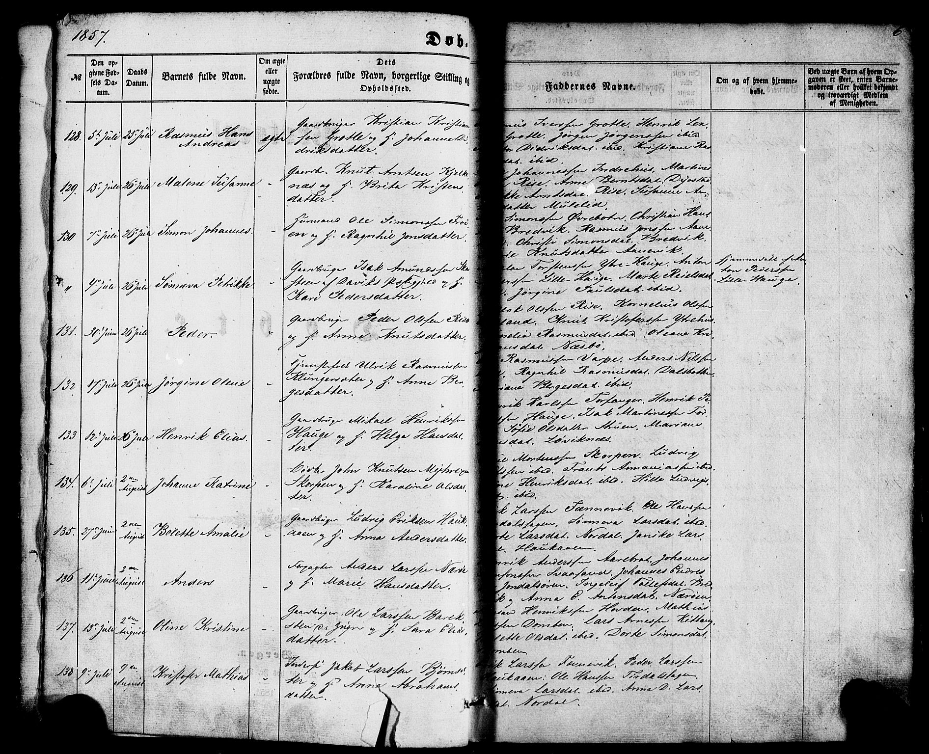 Kinn sokneprestembete, AV/SAB-A-80801/H/Haa/Haaa/L0006: Parish register (official) no. A 6, 1857-1885, p. 6