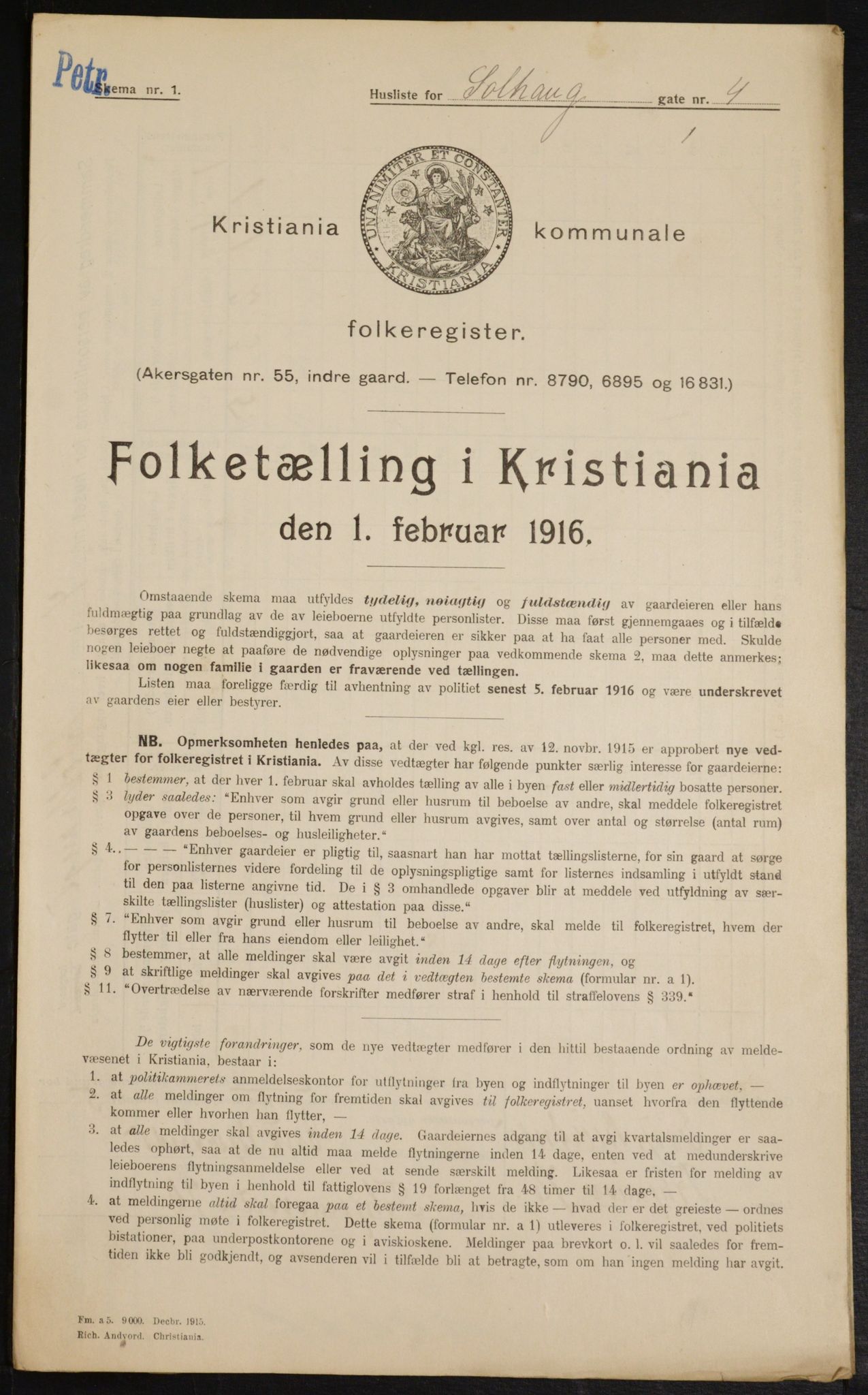 OBA, Municipal Census 1916 for Kristiania, 1916, p. 101895