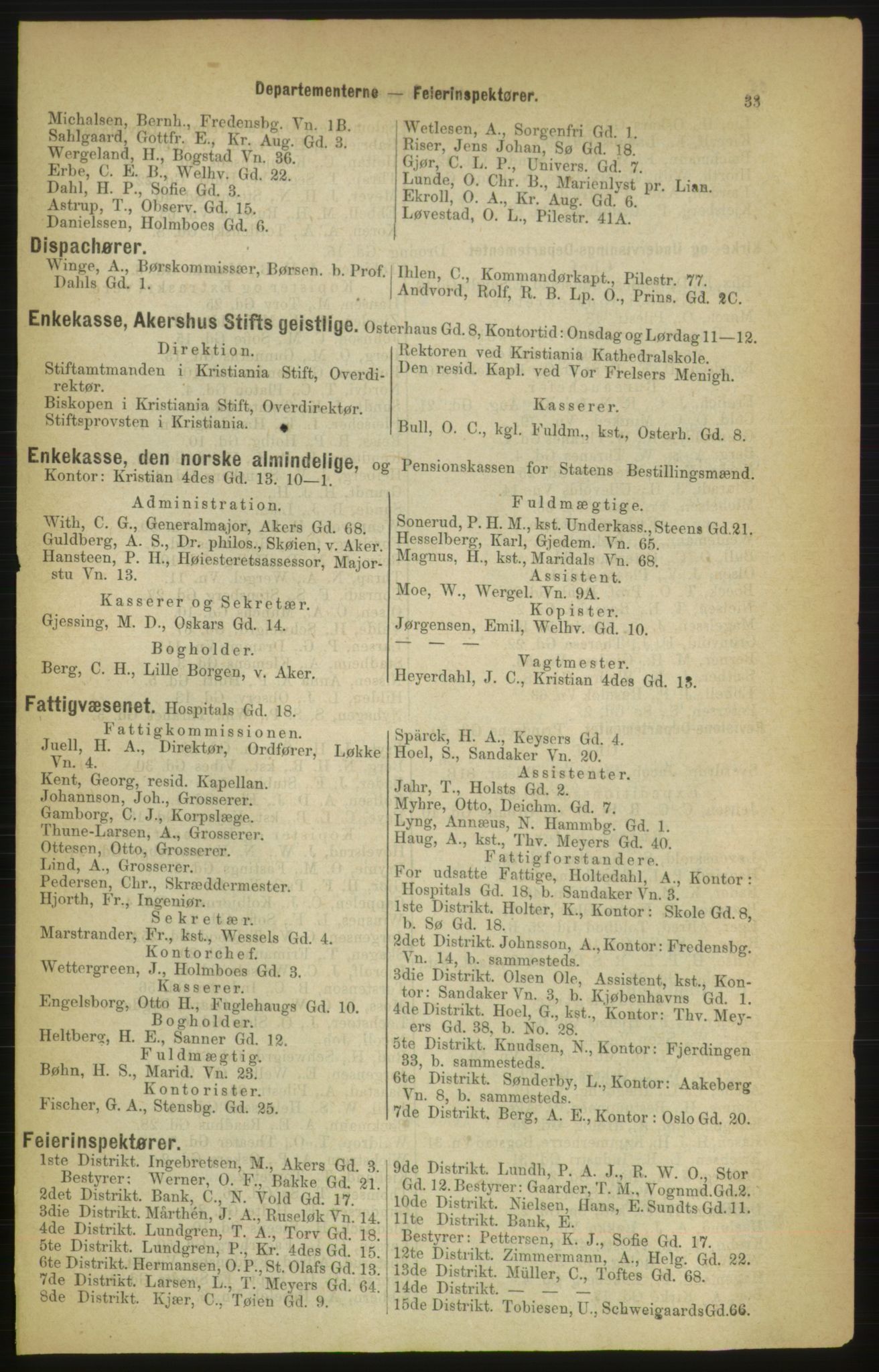 Kristiania/Oslo adressebok, PUBL/-, 1888, p. 33