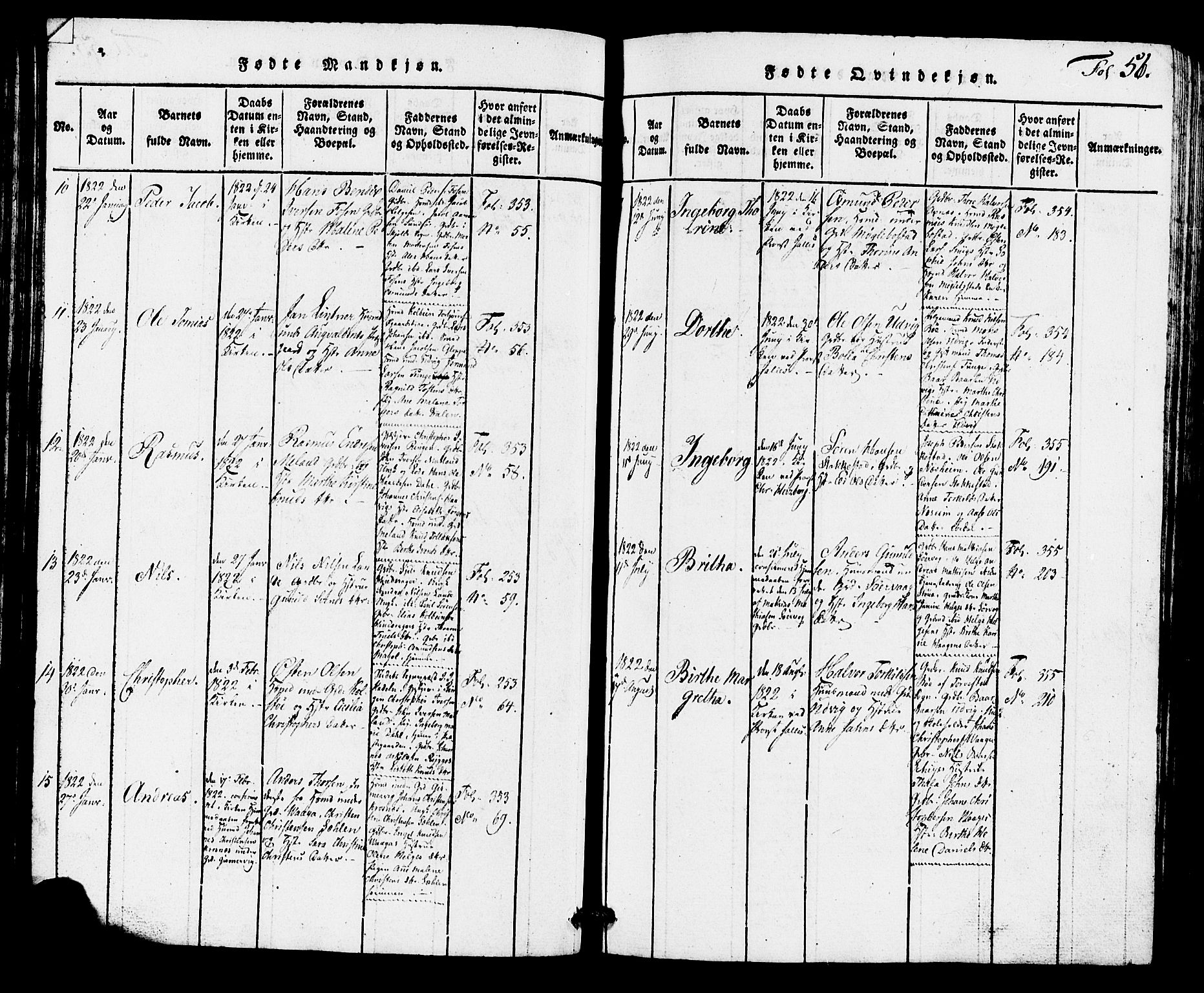 Avaldsnes sokneprestkontor, AV/SAST-A -101851/H/Ha/Hab/L0001: Parish register (copy) no. B 1, 1816-1825, p. 56