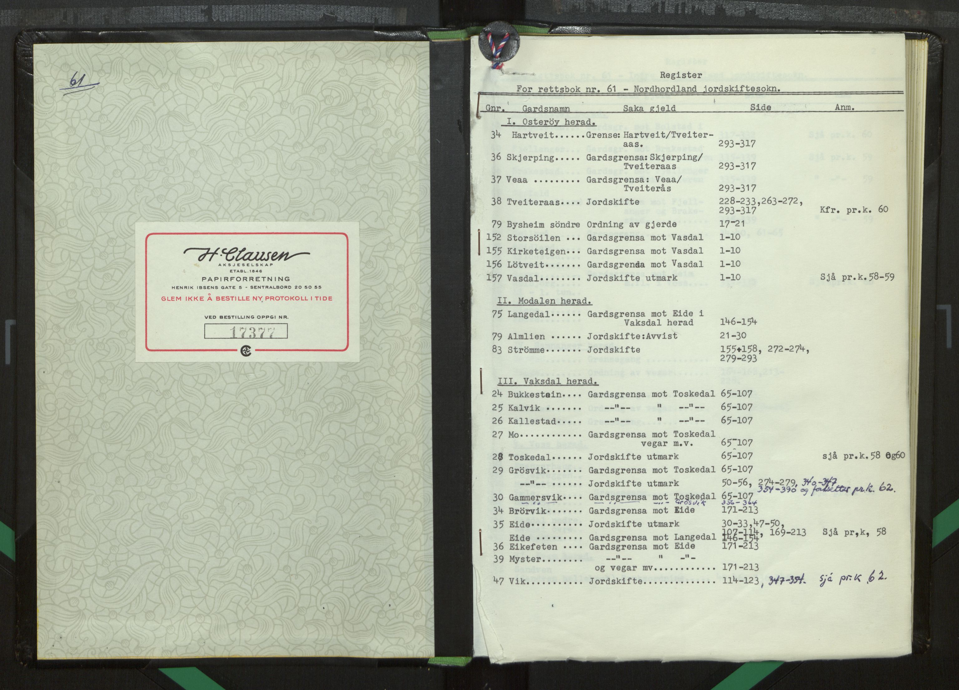 Hordaland jordskiftedøme - I Nordhordland jordskiftedistrikt, AV/SAB-A-6801/A/Aa/L0061: Forhandlingsprotokoll, 1973-1977