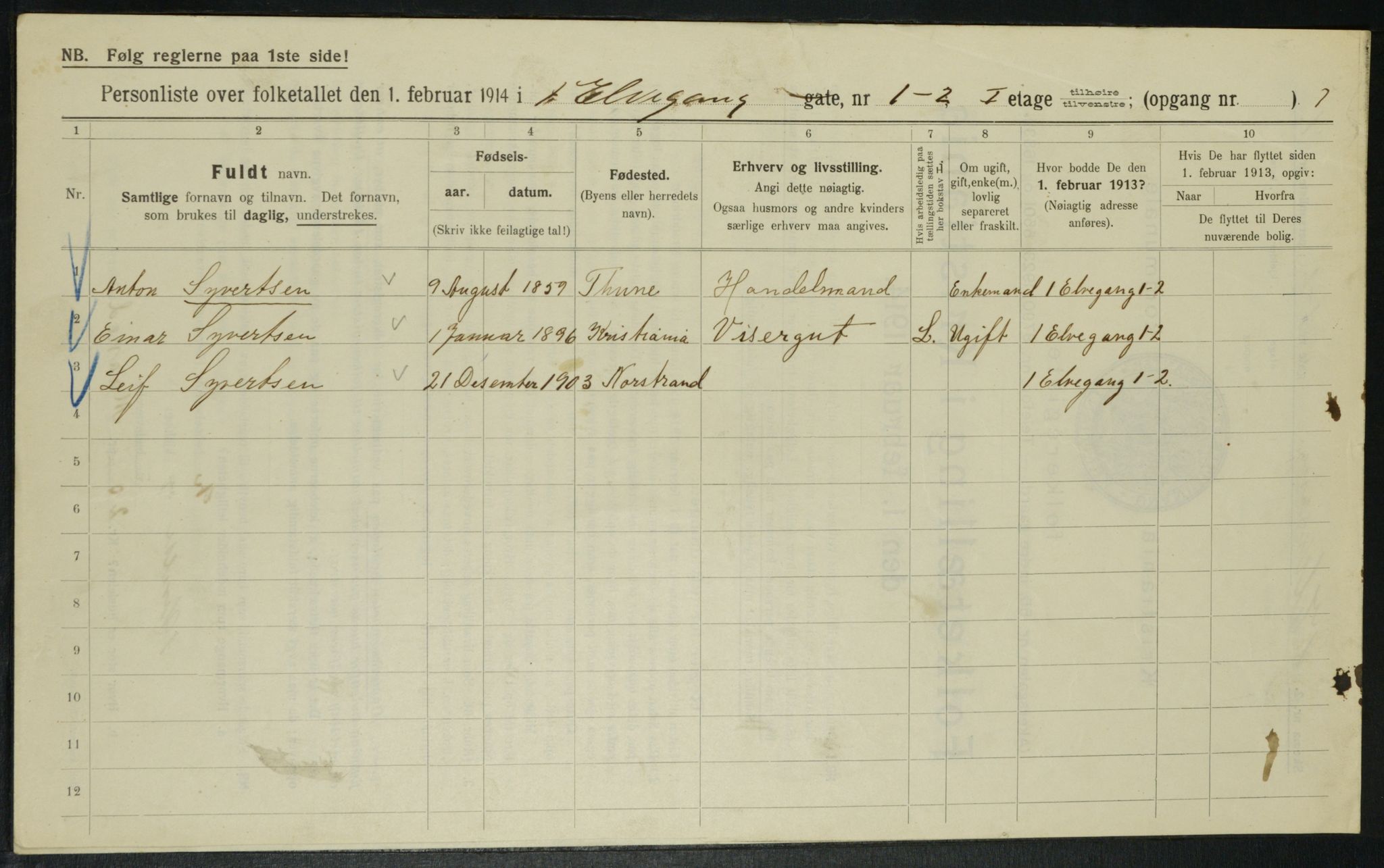 OBA, Municipal Census 1914 for Kristiania, 1914, p. 21050