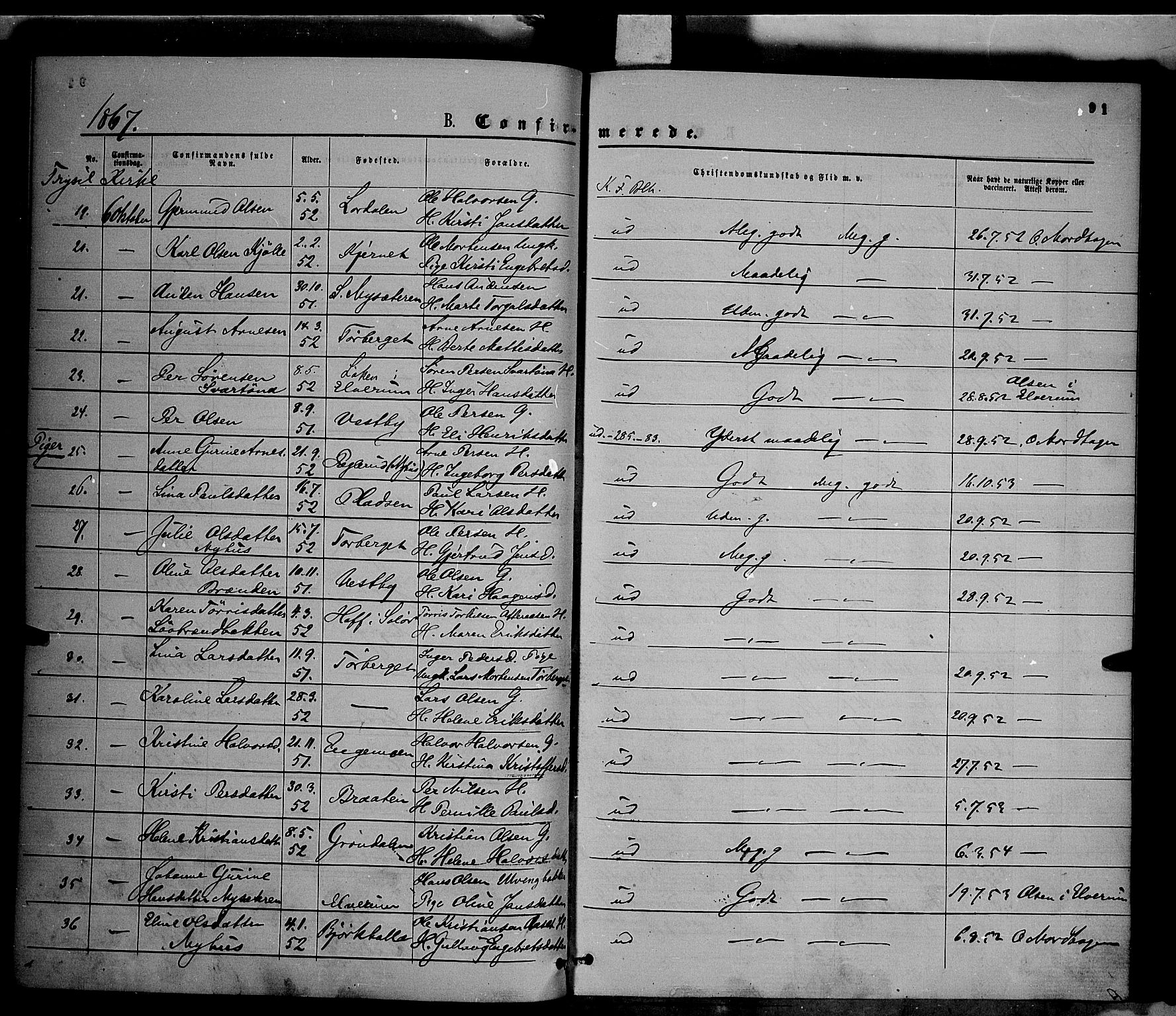 Trysil prestekontor, AV/SAH-PREST-046/H/Ha/Haa/L0006: Parish register (official) no. 6, 1866-1873, p. 91