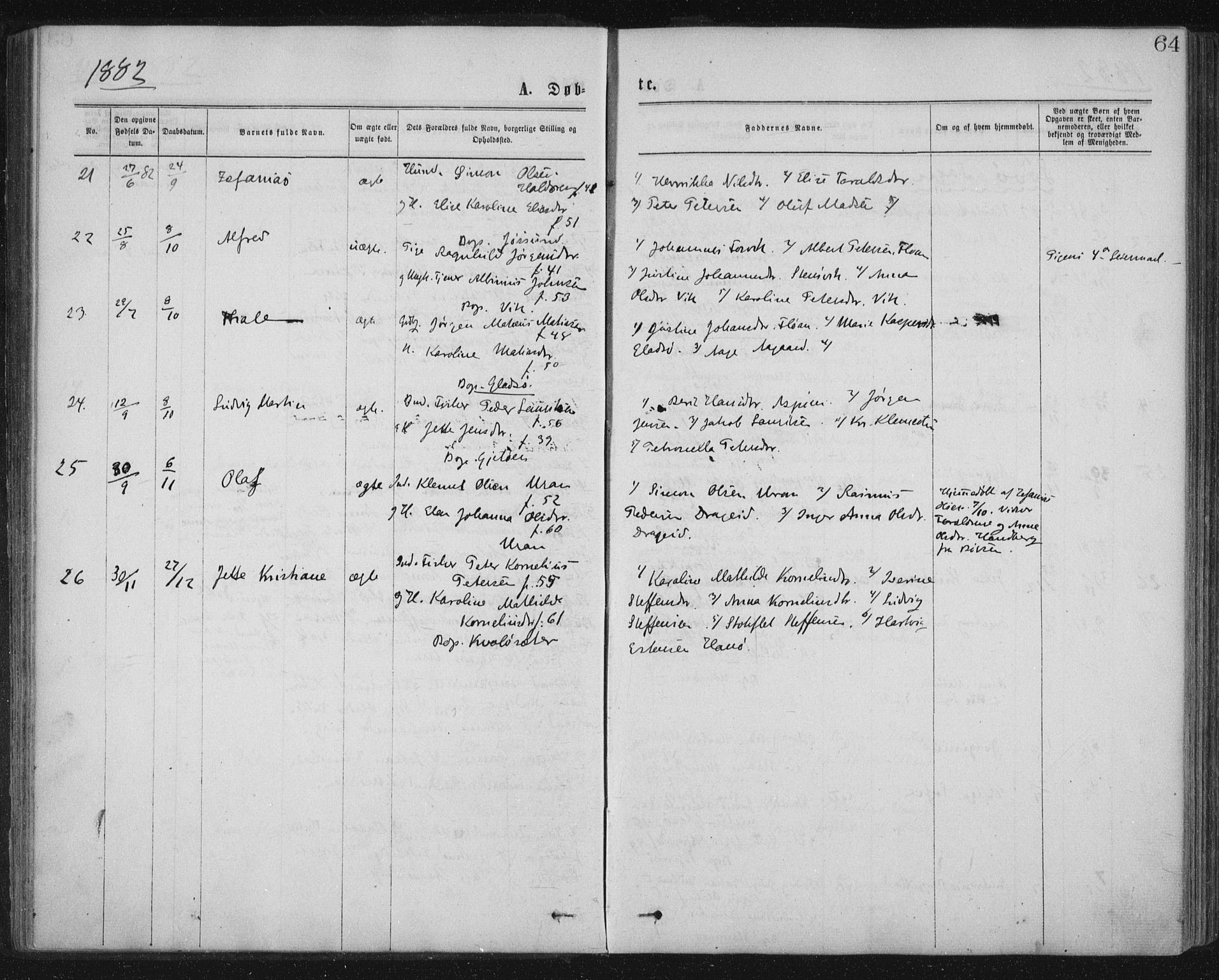 Ministerialprotokoller, klokkerbøker og fødselsregistre - Nord-Trøndelag, AV/SAT-A-1458/771/L0596: Parish register (official) no. 771A03, 1870-1884, p. 64