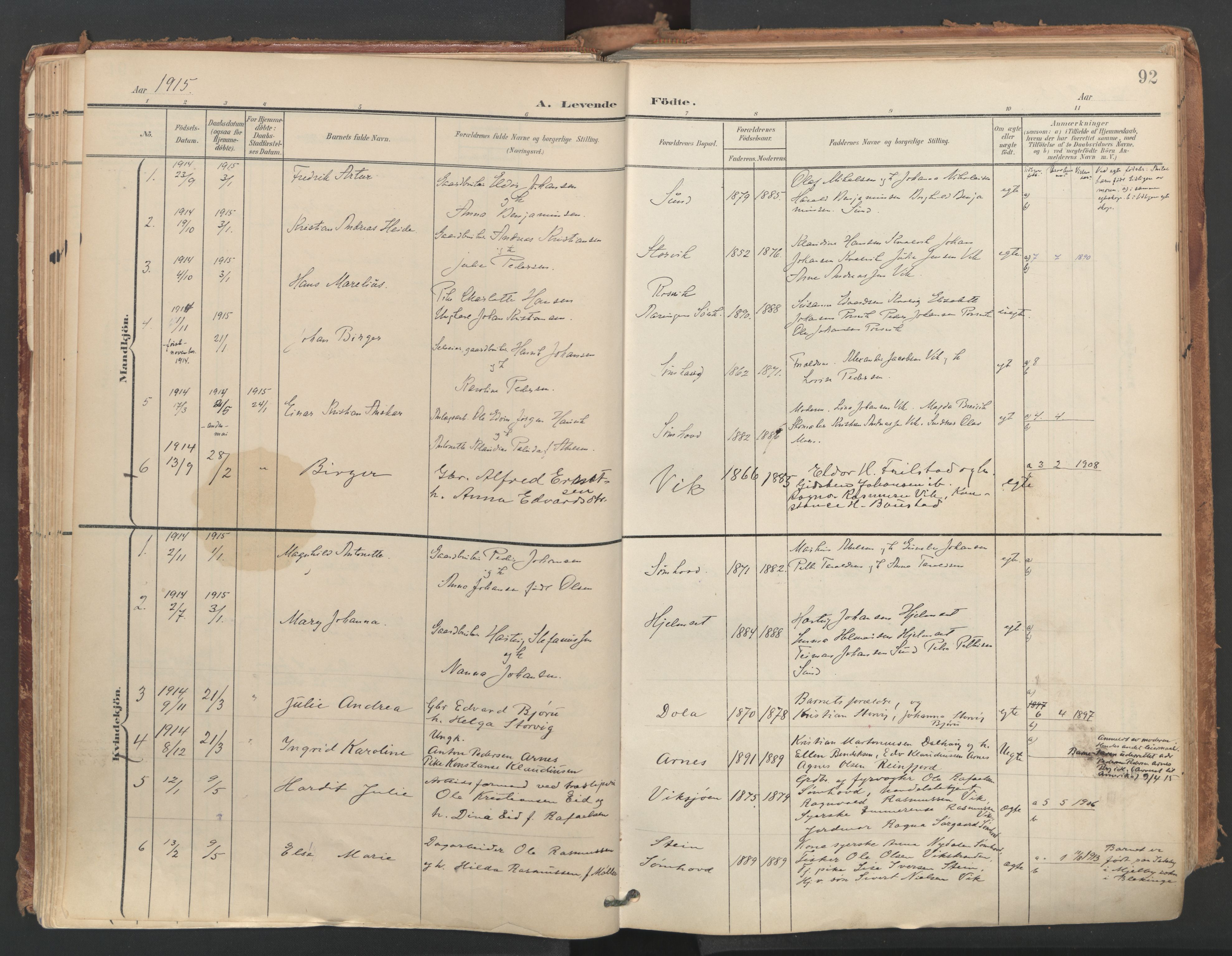 Ministerialprotokoller, klokkerbøker og fødselsregistre - Nordland, SAT/A-1459/812/L0180: Parish register (official) no. 812A09, 1901-1915, p. 92