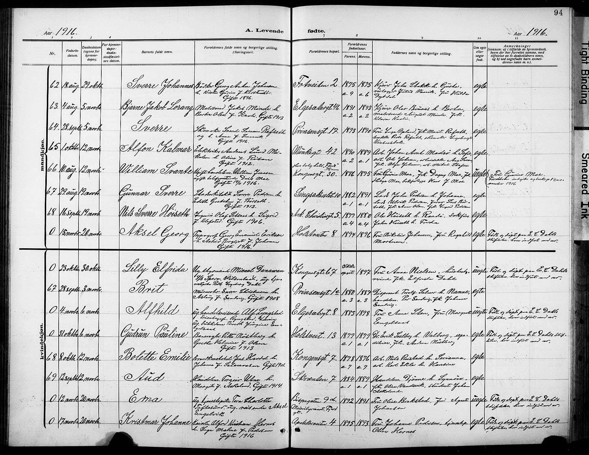 Ministerialprotokoller, klokkerbøker og fødselsregistre - Sør-Trøndelag, AV/SAT-A-1456/601/L0096: Parish register (copy) no. 601C14, 1911-1931, p. 94