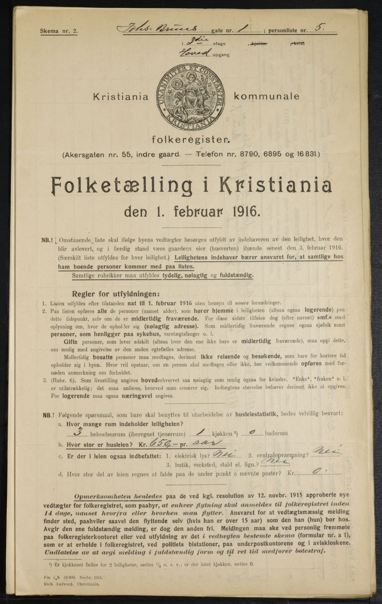 OBA, Municipal Census 1916 for Kristiania, 1916, p. 48108