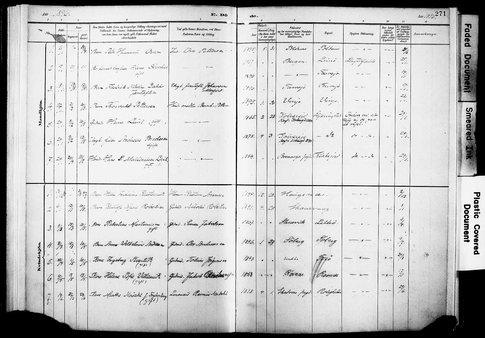 Ministerialprotokoller, klokkerbøker og fødselsregistre - Nordland, AV/SAT-A-1459/891/L1305: Parish register (official) no. 891A10, 1895-1921, p. 271