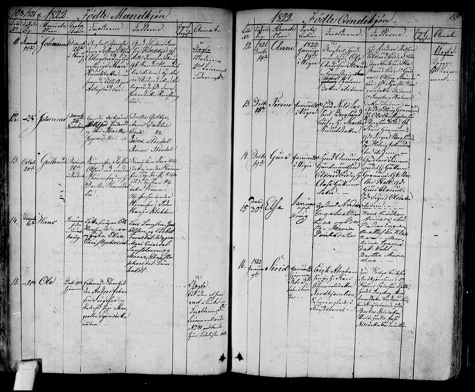 Norderhov kirkebøker, AV/SAKO-A-237/F/Fa/L0009: Parish register (official) no. 9, 1819-1837, p. 108-109