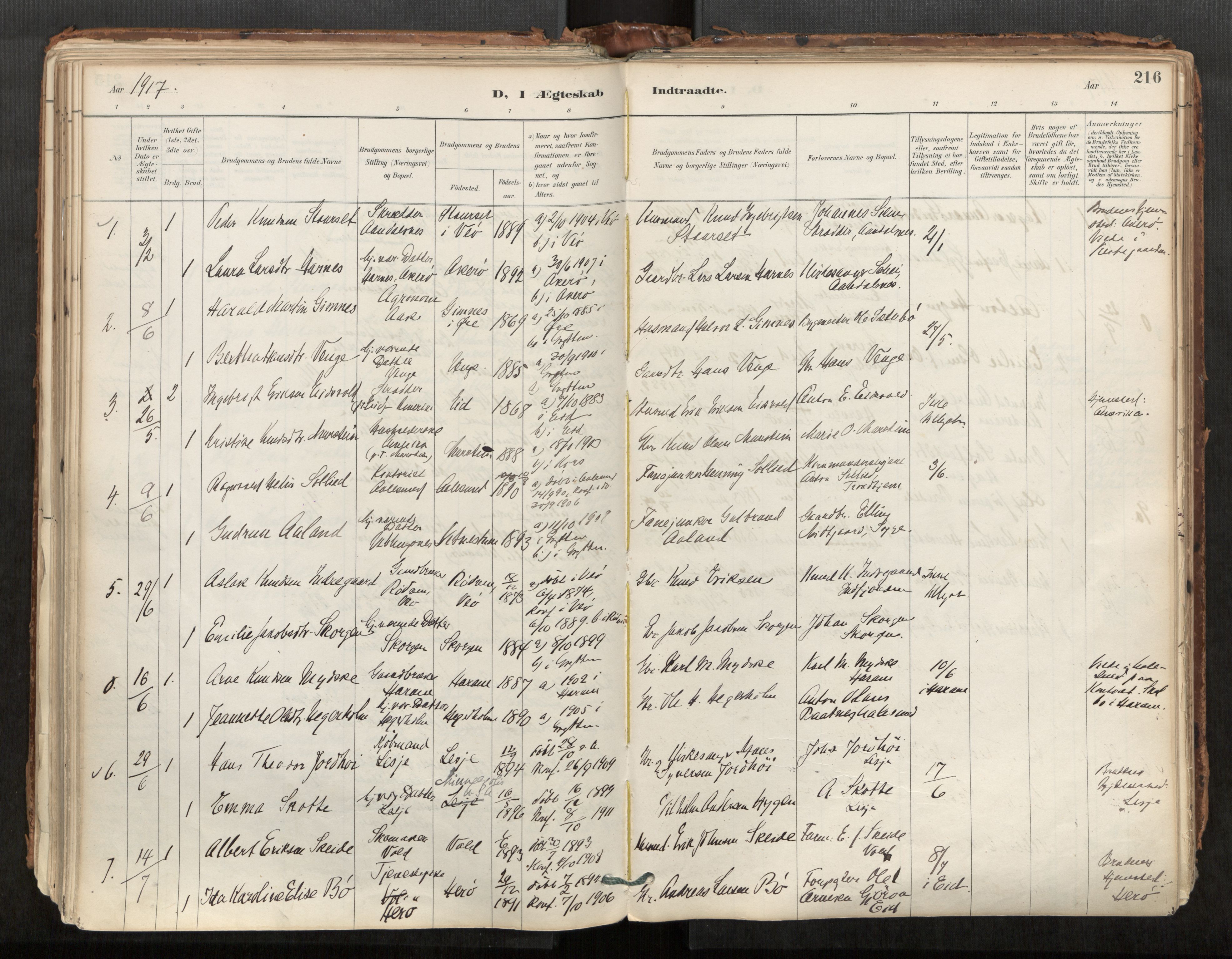 Ministerialprotokoller, klokkerbøker og fødselsregistre - Møre og Romsdal, AV/SAT-A-1454/544/L0585: Parish register (official) no. 544A06, 1887-1924, p. 216