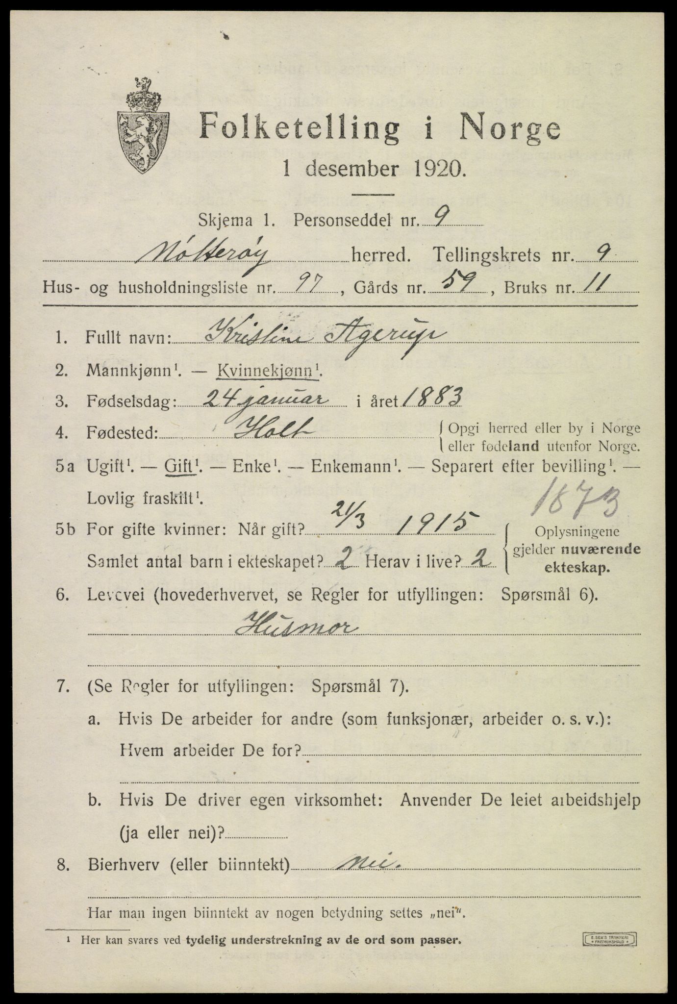 SAKO, 1920 census for Nøtterøy, 1920, p. 12397