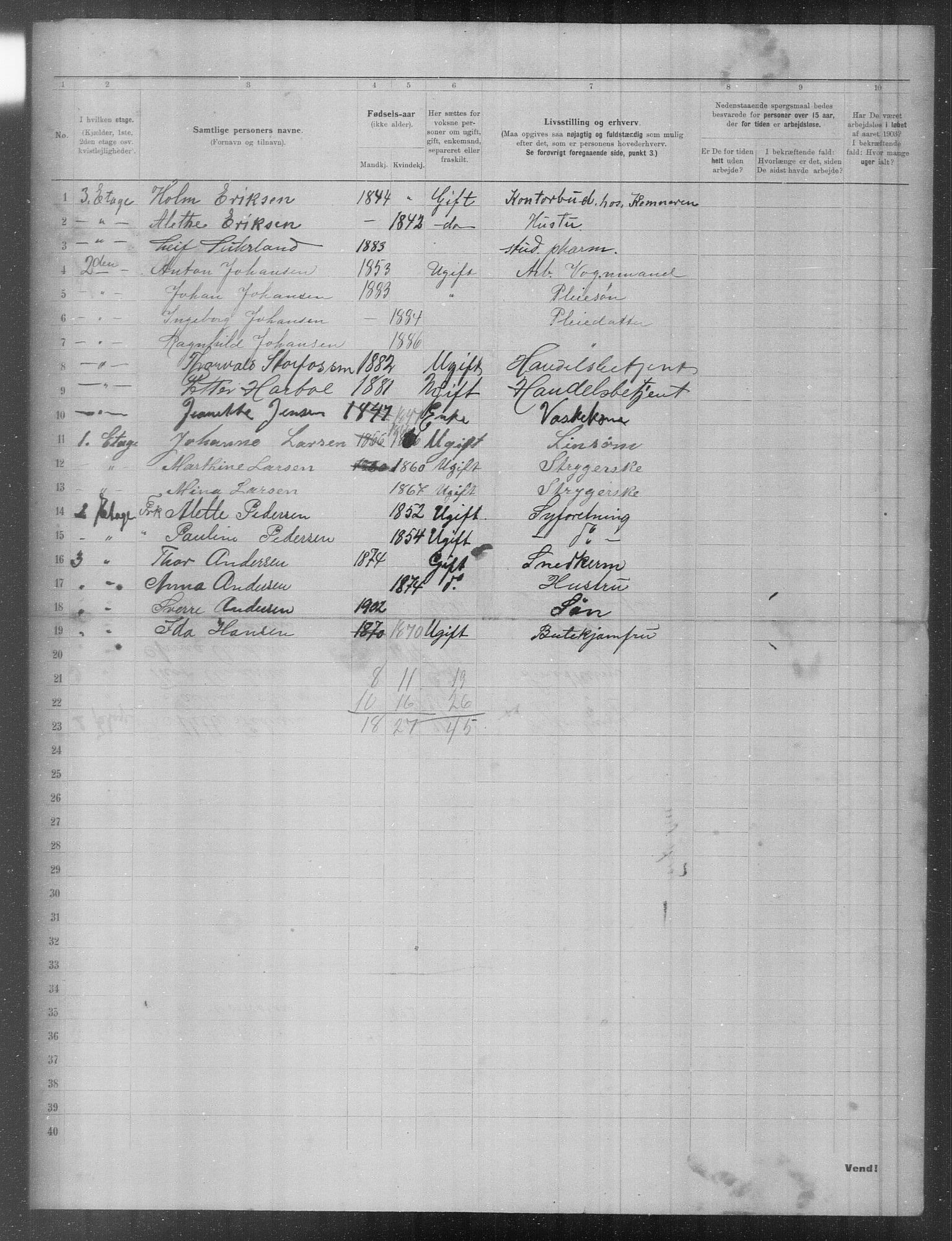 OBA, Municipal Census 1903 for Kristiania, 1903, p. 9697