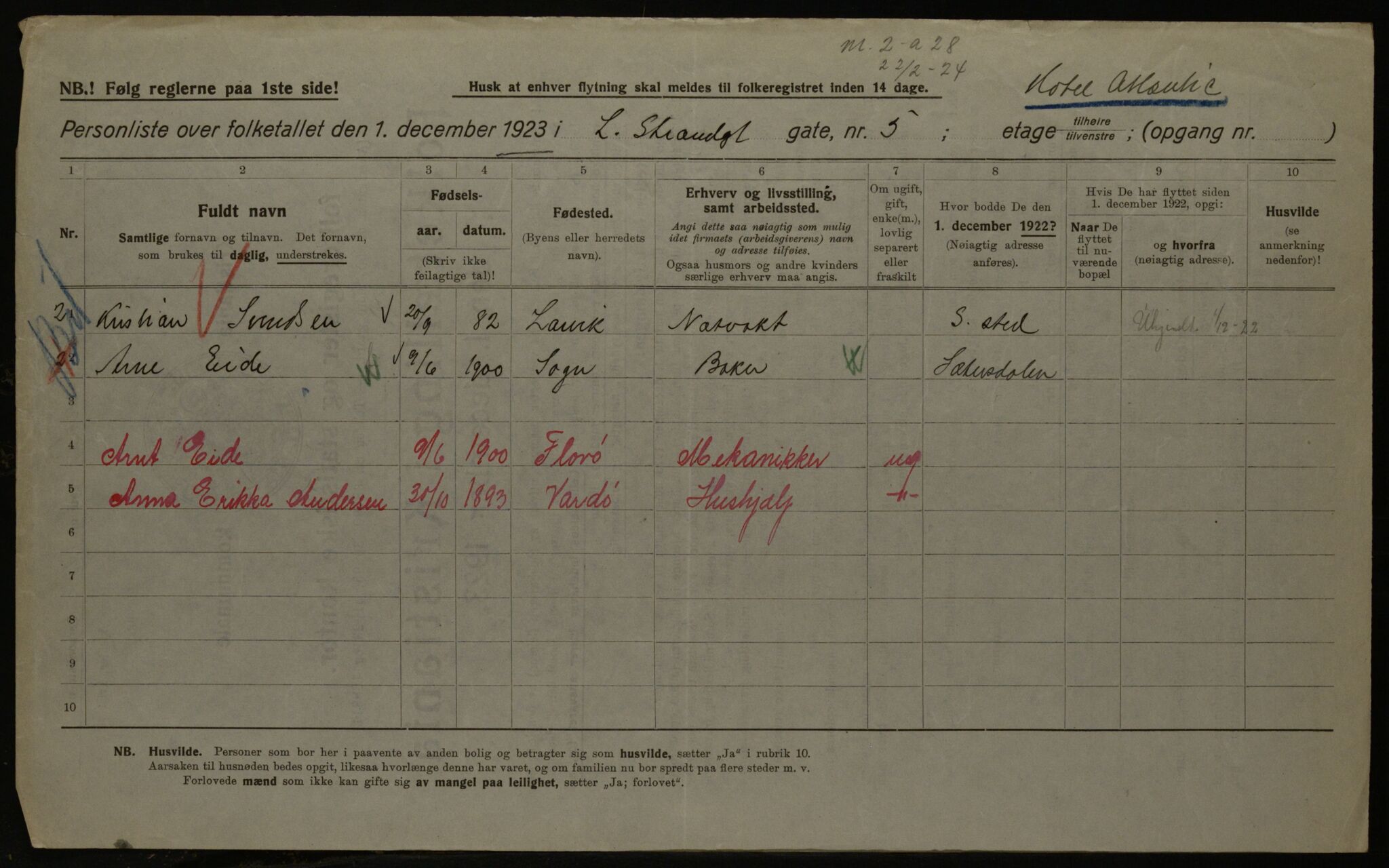 OBA, Municipal Census 1923 for Kristiania, 1923, p. 114842