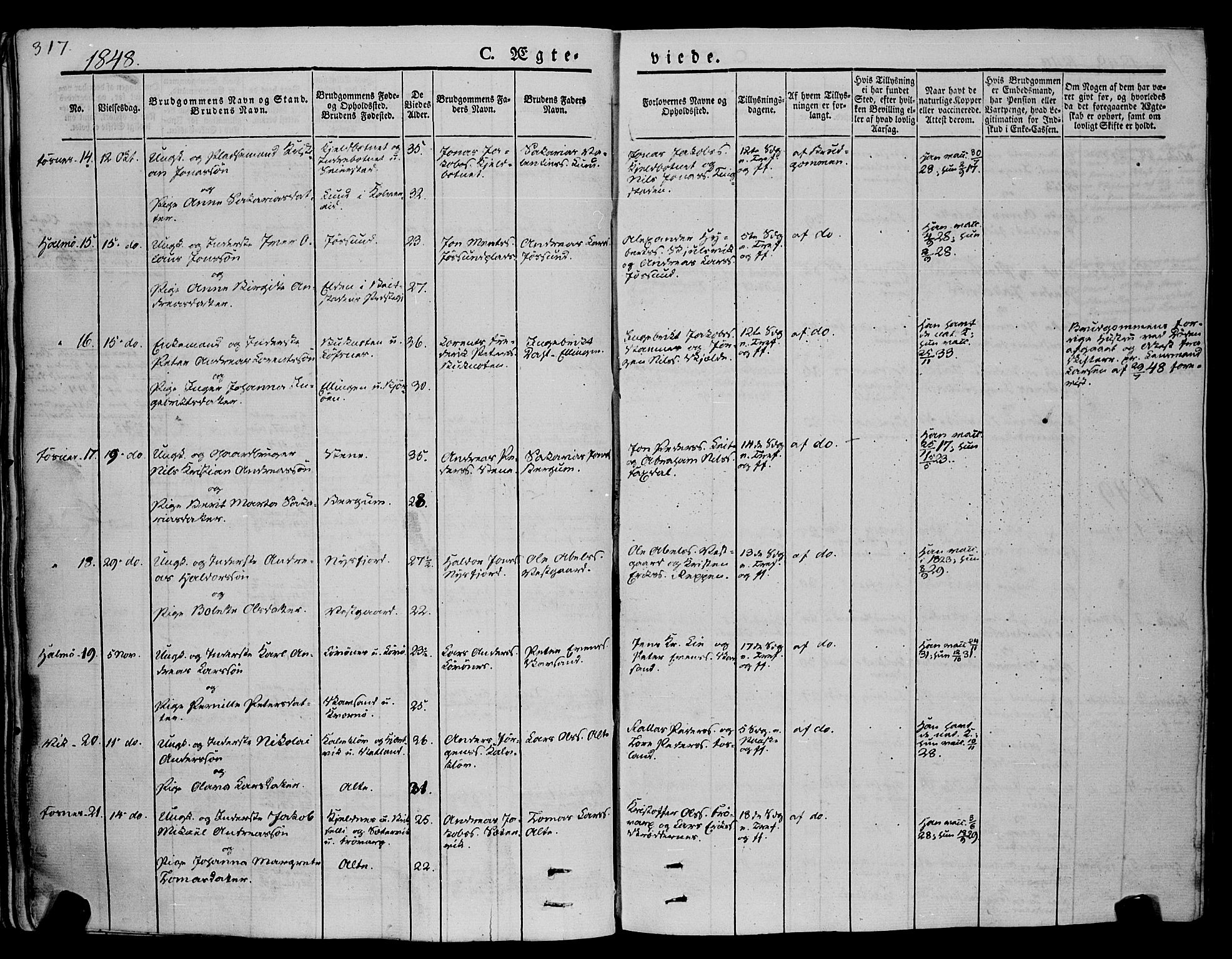 Ministerialprotokoller, klokkerbøker og fødselsregistre - Nord-Trøndelag, SAT/A-1458/773/L0614: Parish register (official) no. 773A05, 1831-1856, p. 317