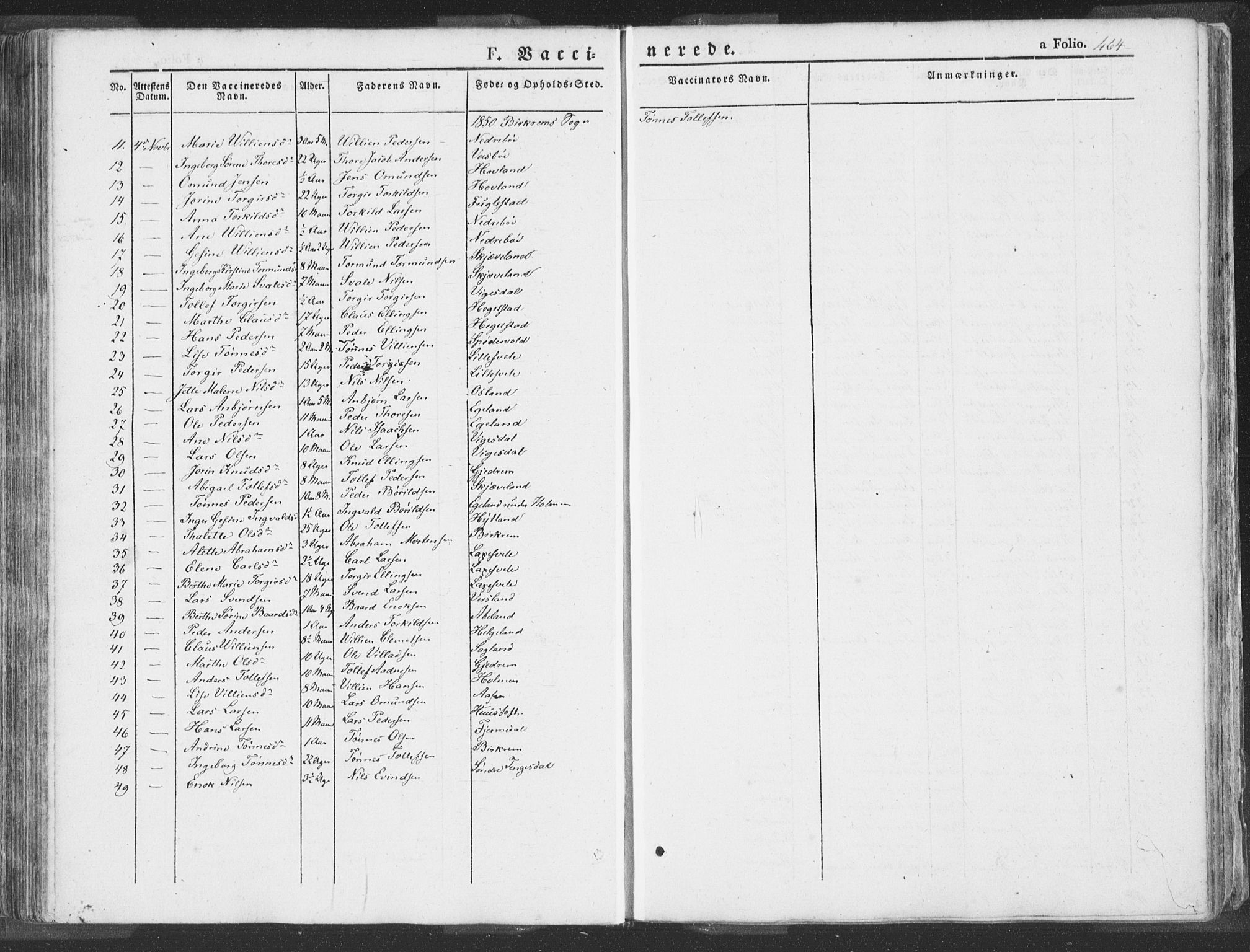 Helleland sokneprestkontor, SAST/A-101810: Parish register (official) no. A 6.2, 1834-1863, p. 464