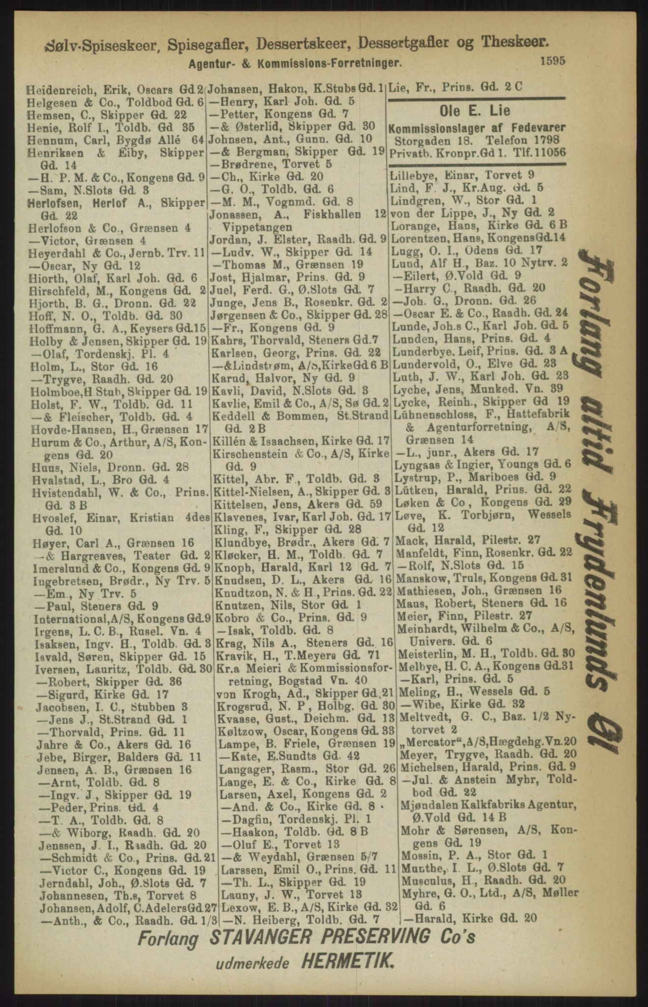 Kristiania/Oslo adressebok, PUBL/-, 1911, p. 1595