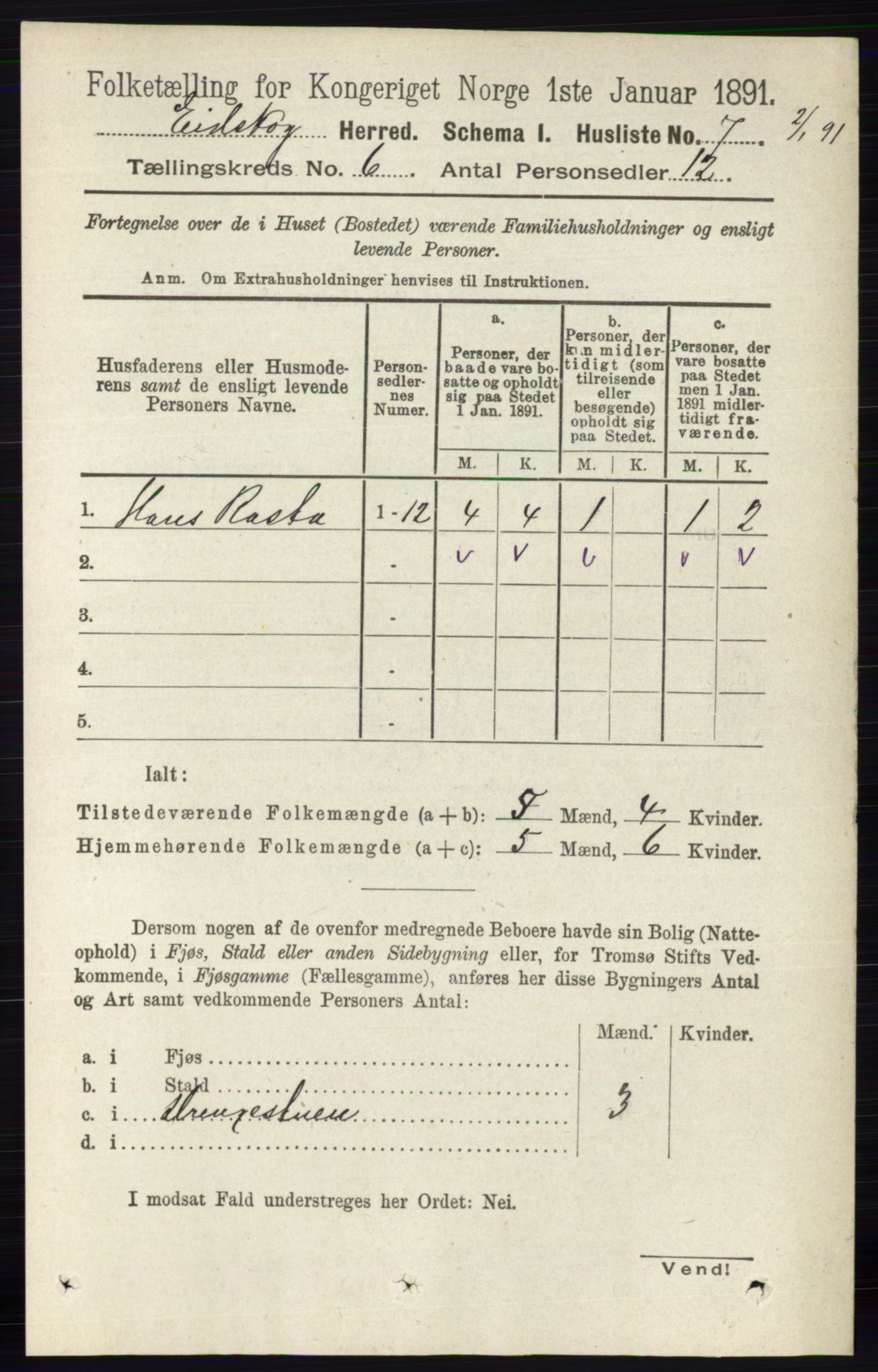 RA, 1891 census for 0420 Eidskog, 1891, p. 2718