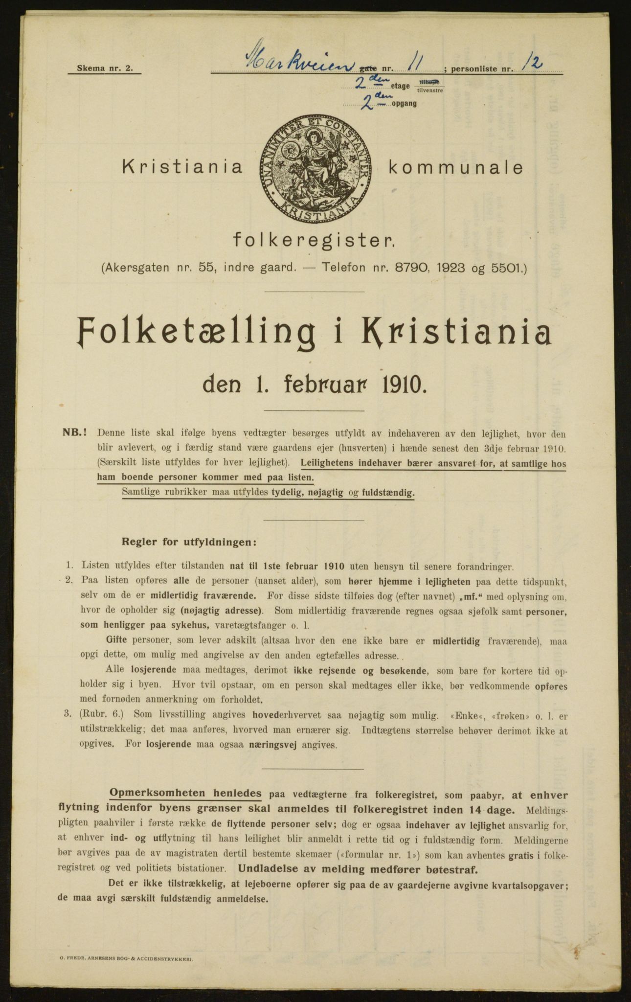 OBA, Municipal Census 1910 for Kristiania, 1910, p. 61159