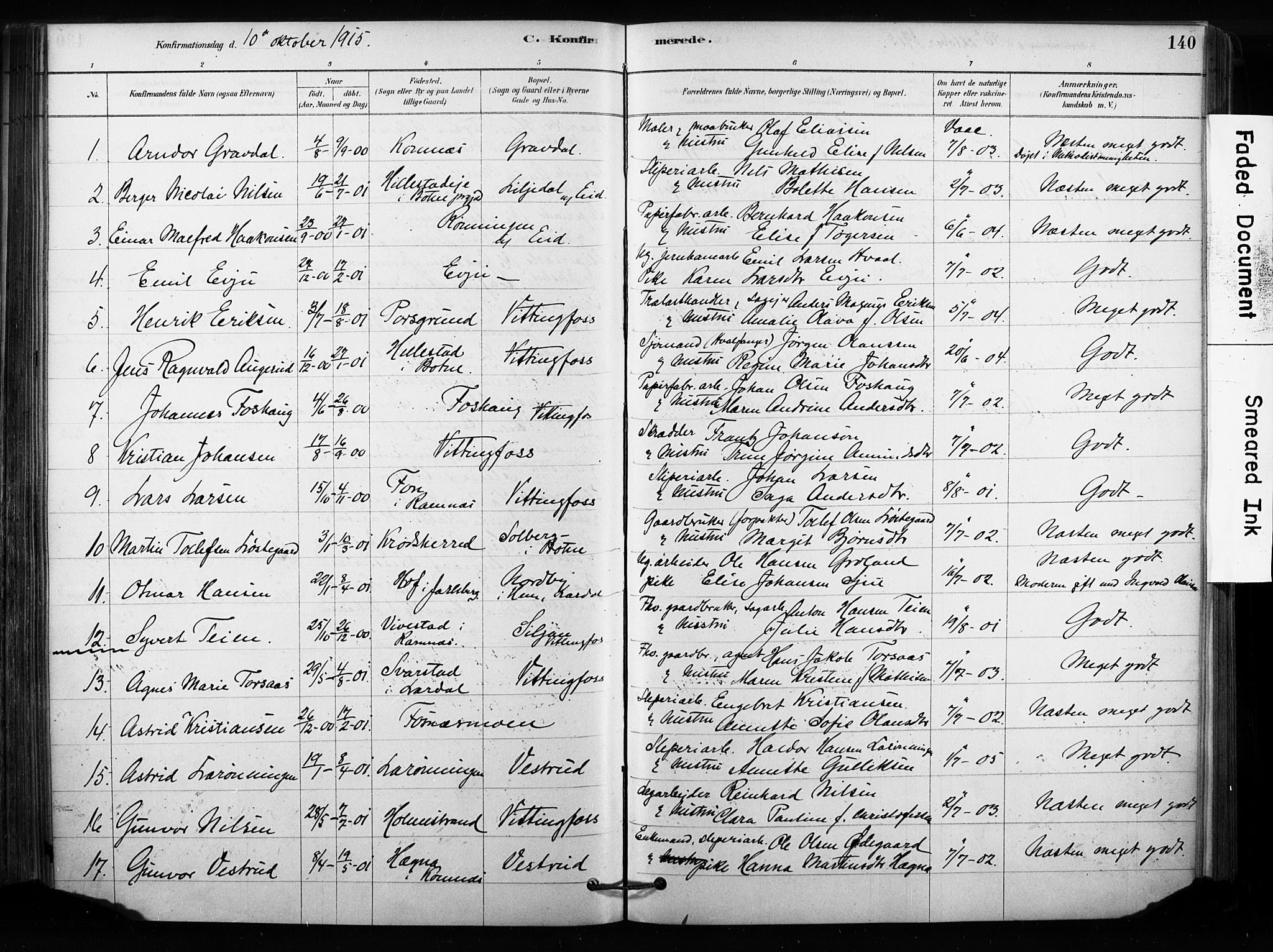 Sandsvær kirkebøker, SAKO/A-244/F/Fc/L0001: Parish register (official) no. III 1, 1878-1923, p. 140