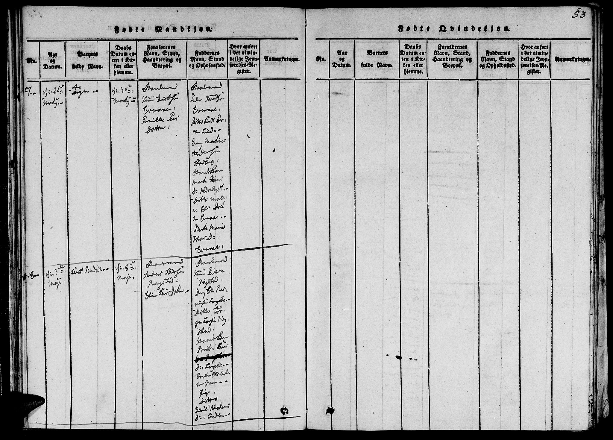Ministerialprotokoller, klokkerbøker og fødselsregistre - Møre og Romsdal, AV/SAT-A-1454/520/L0273: Parish register (official) no. 520A03, 1817-1826, p. 53