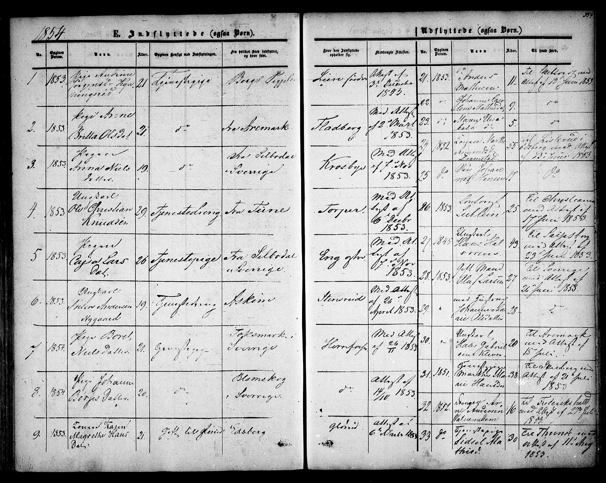 Rakkestad prestekontor Kirkebøker, AV/SAO-A-2008/F/Fa/L0009: Parish register (official) no. I 9, 1850-1856, p. 354