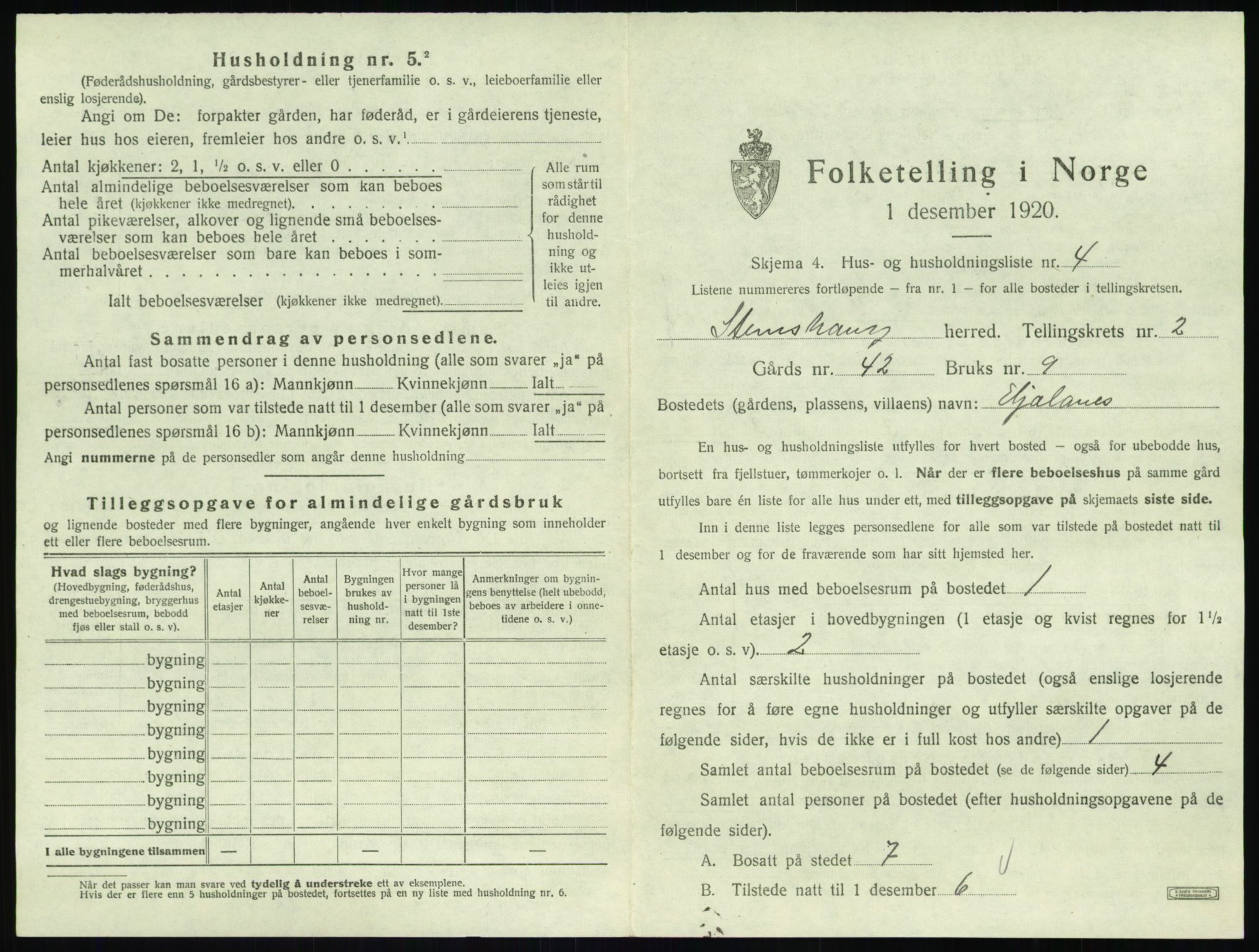 SAT, 1920 census for Stemshaug, 1920, p. 88