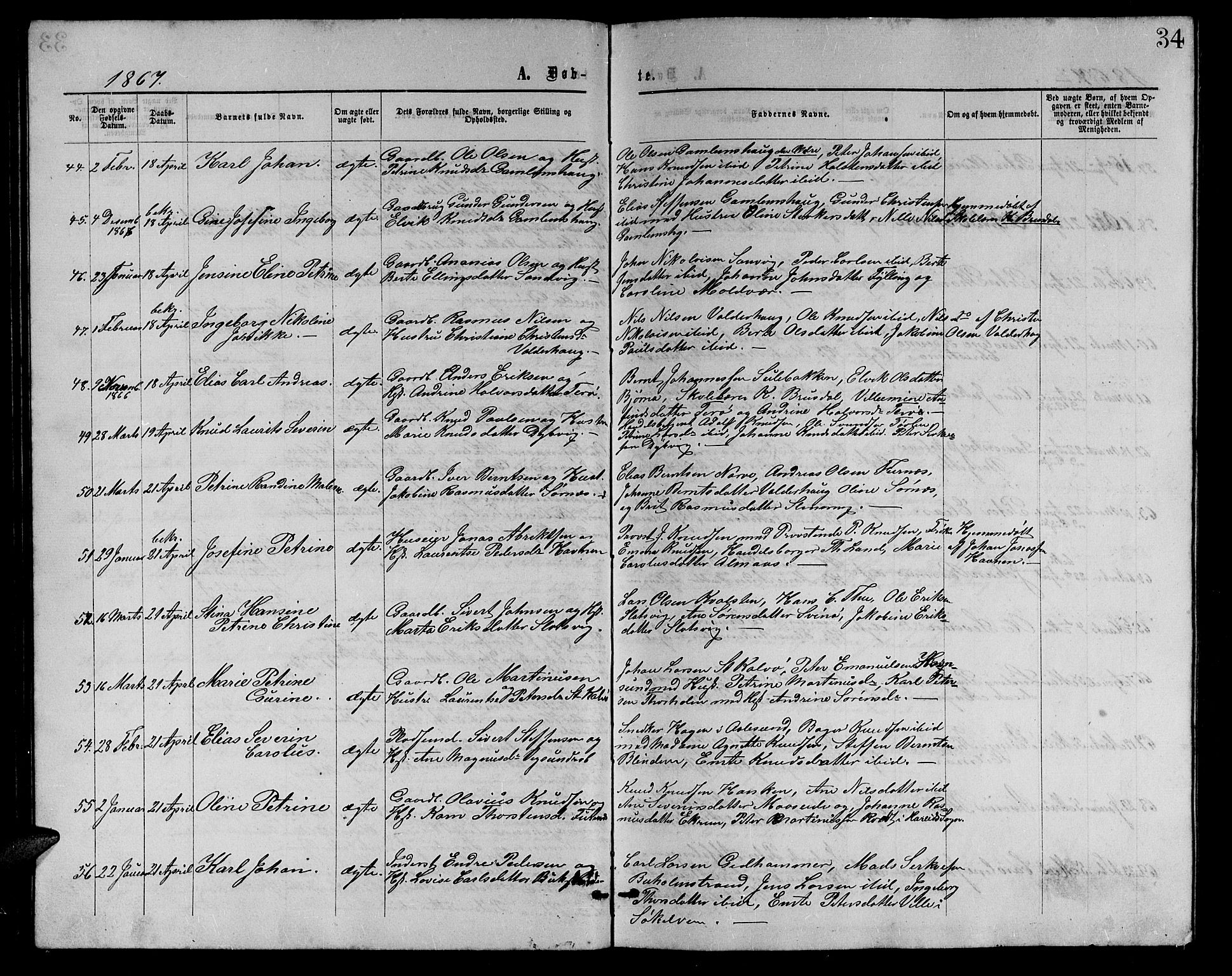 Ministerialprotokoller, klokkerbøker og fødselsregistre - Møre og Romsdal, AV/SAT-A-1454/528/L0428: Parish register (copy) no. 528C09, 1864-1880, p. 34