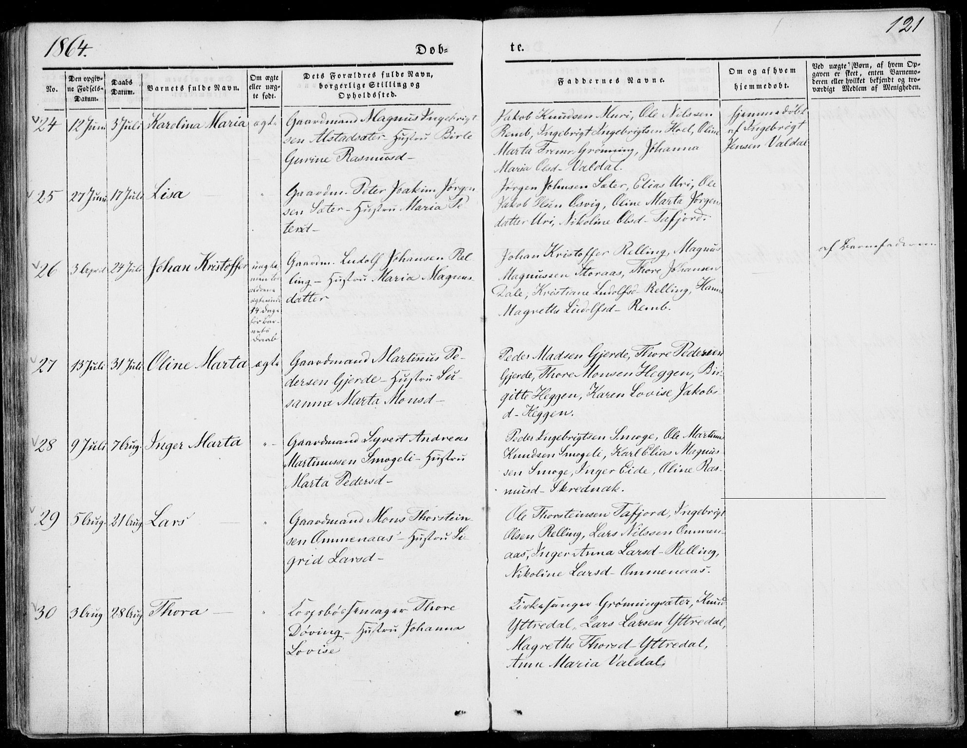 Ministerialprotokoller, klokkerbøker og fødselsregistre - Møre og Romsdal, AV/SAT-A-1454/519/L0249: Parish register (official) no. 519A08, 1846-1868, p. 121