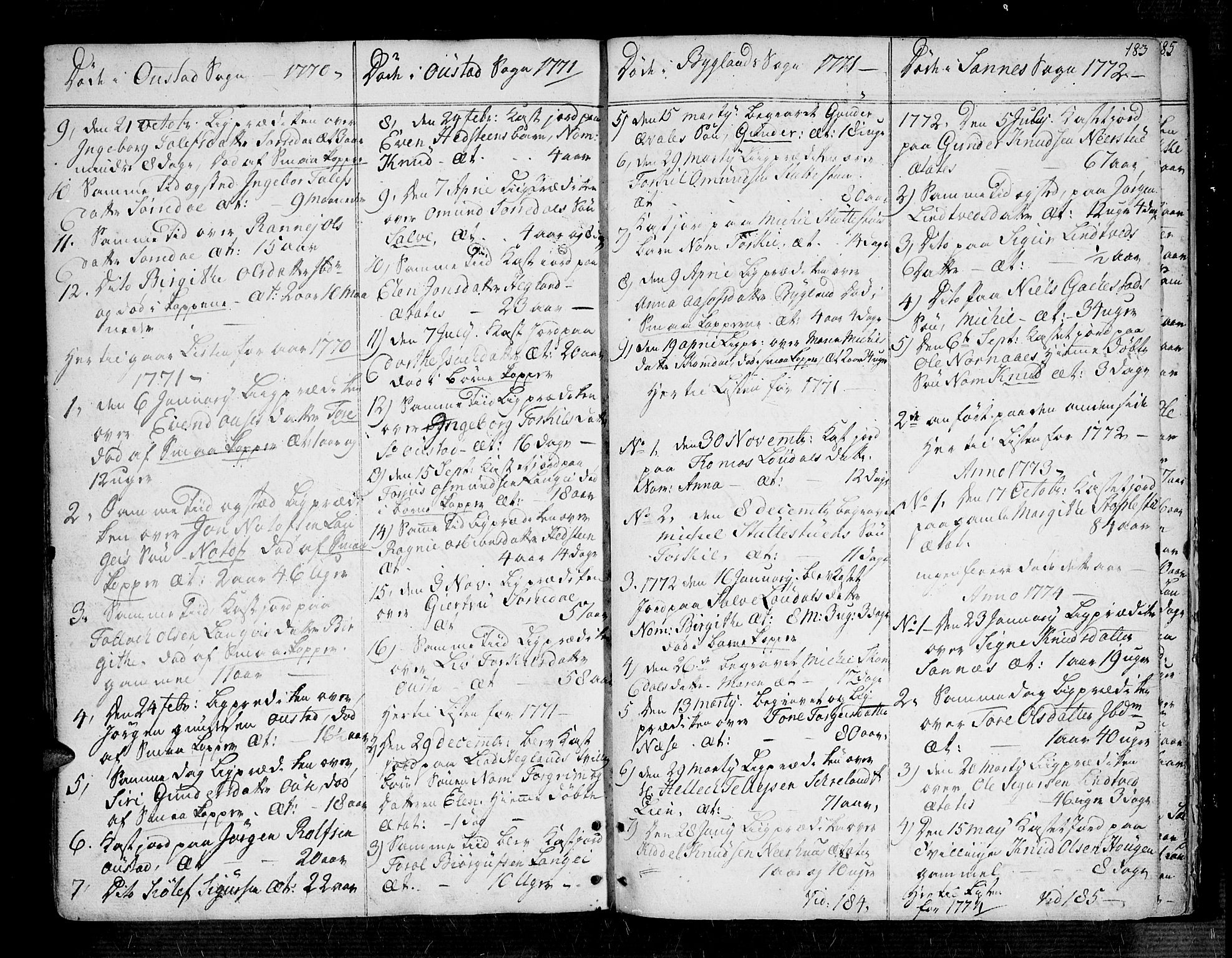 Bygland sokneprestkontor, AV/SAK-1111-0006/F/Fa/Fab/L0002: Parish register (official) no. A 2, 1766-1816, p. 183