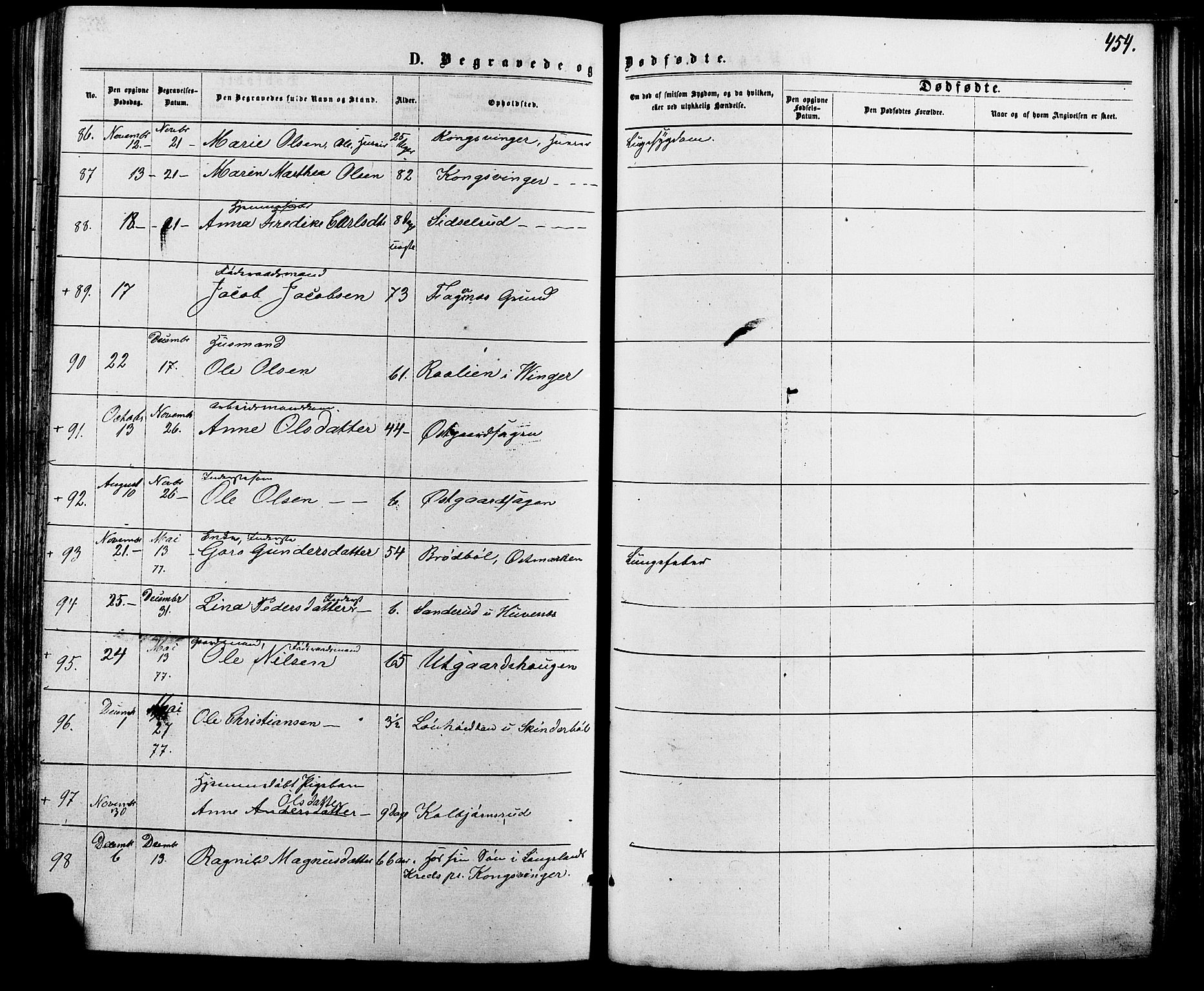 Vinger prestekontor, SAH/PREST-024/H/Ha/Haa/L0012: Parish register (official) no. 12, 1871-1880, p. 454