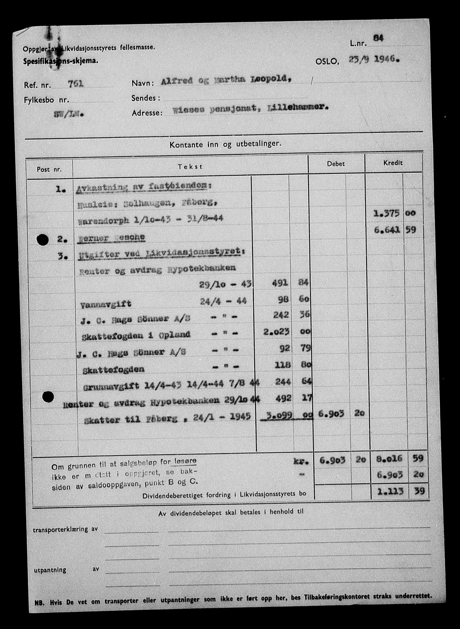 Justisdepartementet, Tilbakeføringskontoret for inndratte formuer, AV/RA-S-1564/H/Hc/Hcd/L1002: --, 1945-1947, p. 245