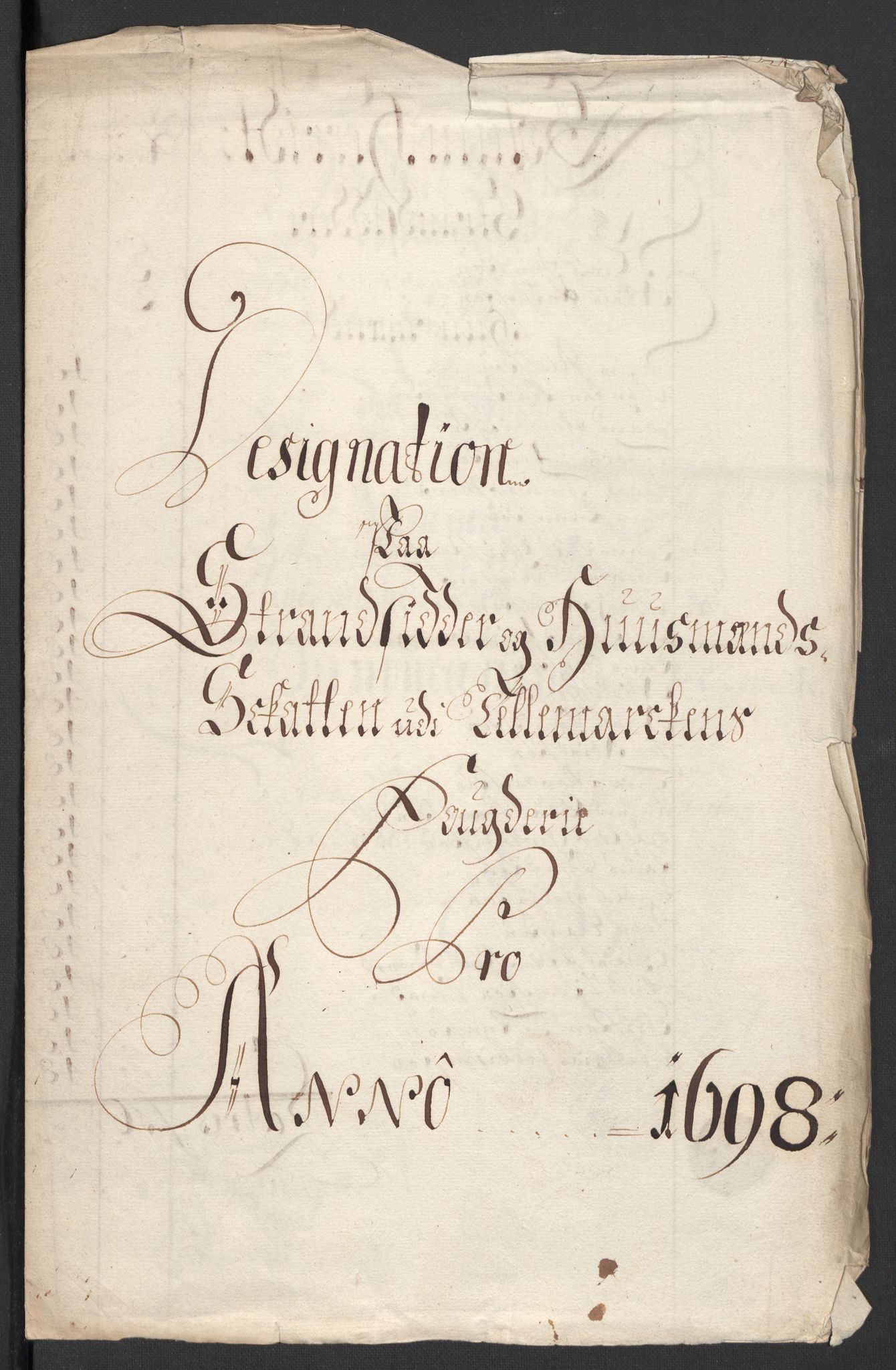 Rentekammeret inntil 1814, Reviderte regnskaper, Fogderegnskap, AV/RA-EA-4092/R36/L2099: Fogderegnskap Øvre og Nedre Telemark og Bamble, 1698, p. 3