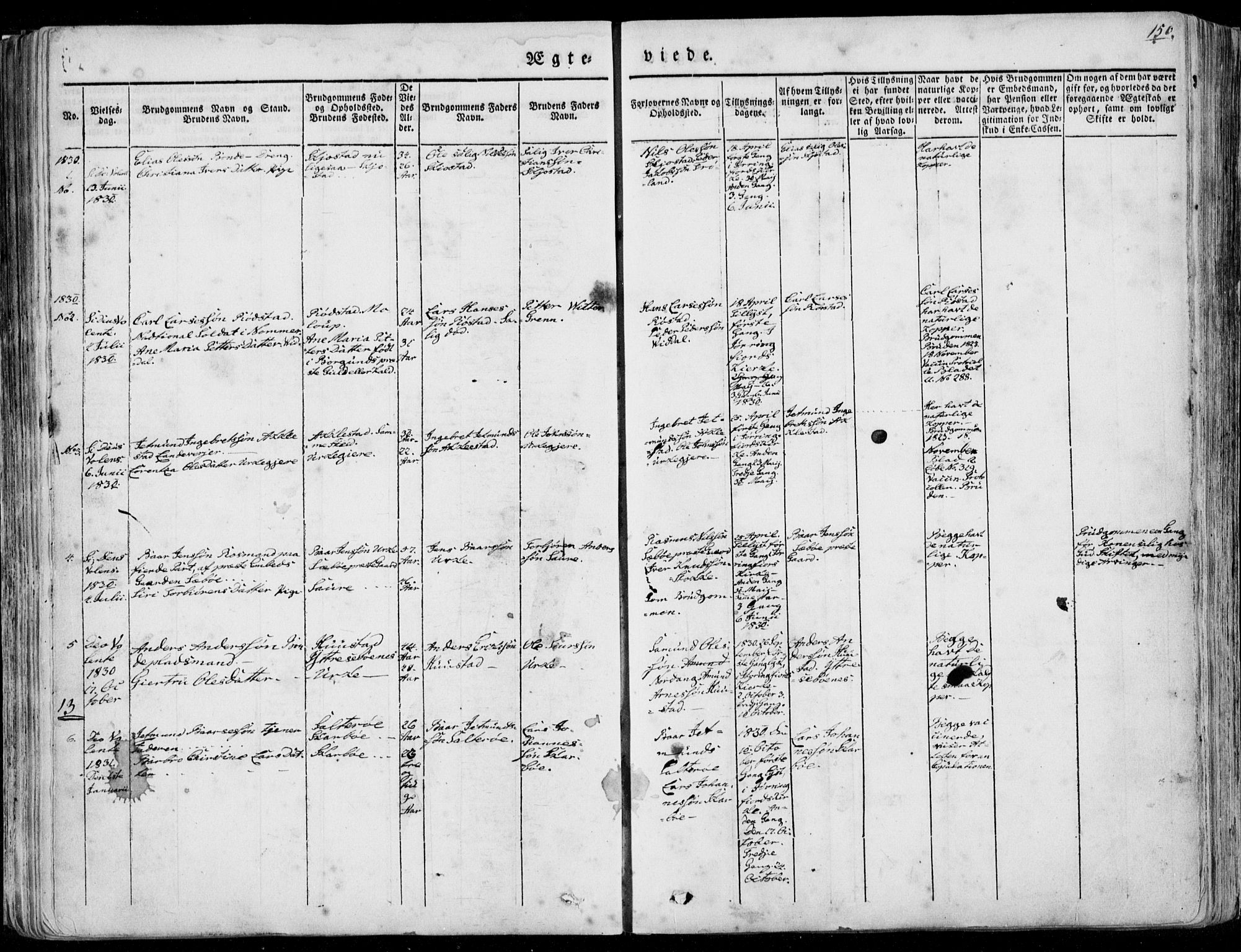 Ministerialprotokoller, klokkerbøker og fødselsregistre - Møre og Romsdal, SAT/A-1454/515/L0208: Parish register (official) no. 515A04, 1830-1846, p. 150