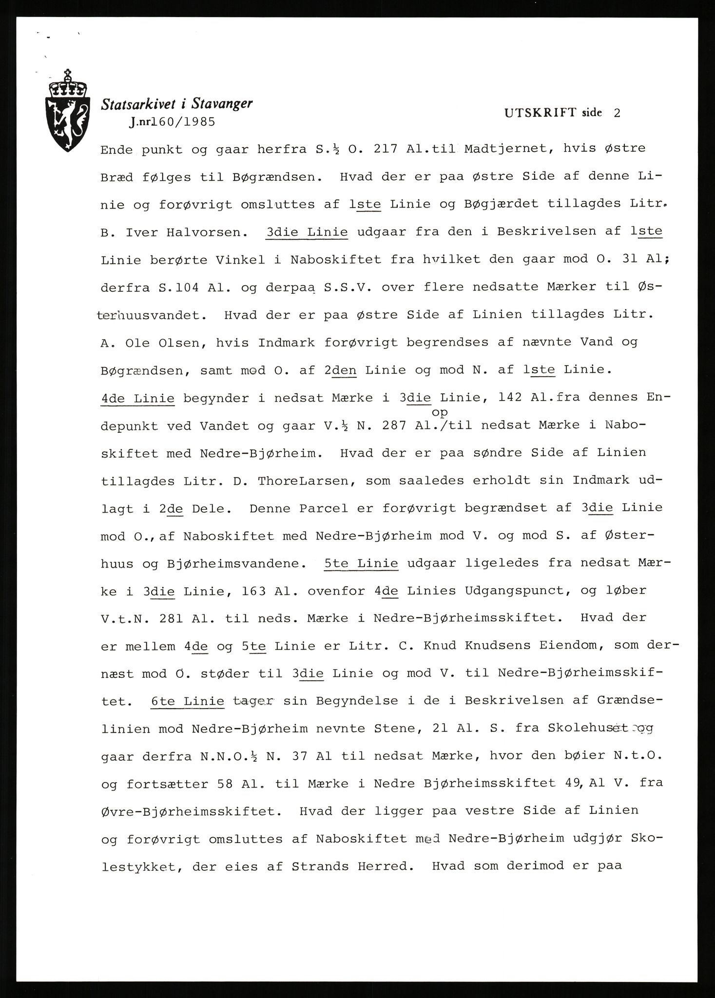 Statsarkivet i Stavanger, AV/SAST-A-101971/03/Y/Yj/L0099: Avskrifter sortert etter gårdsnavn: Østerhus - Åkre, 1750-1930, p. 37