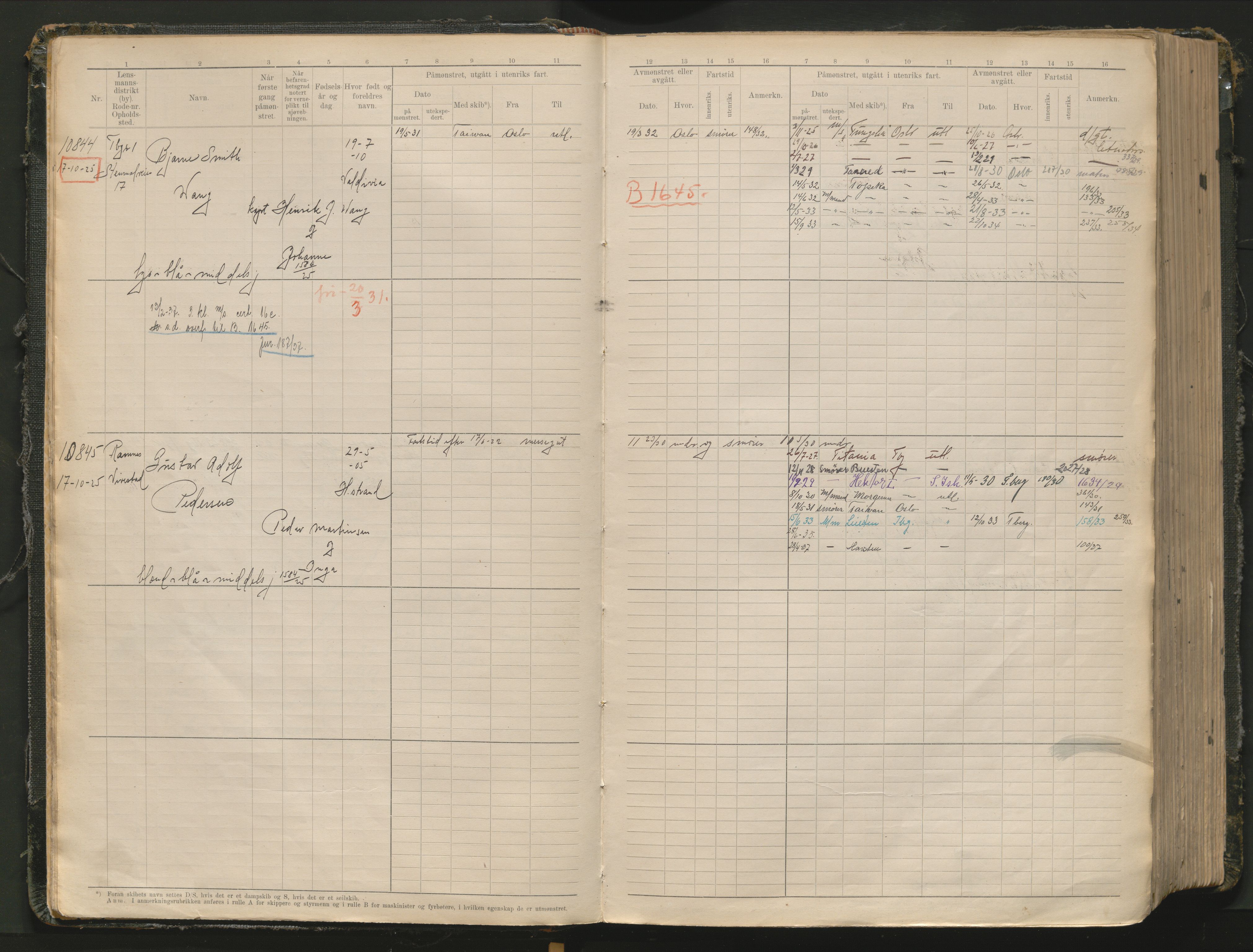 Tønsberg innrulleringskontor, AV/SAKO-A-786/F/Fc/Fcb/L0012: Hovedrulle Patent nr. 10828-12216, 1925-1948