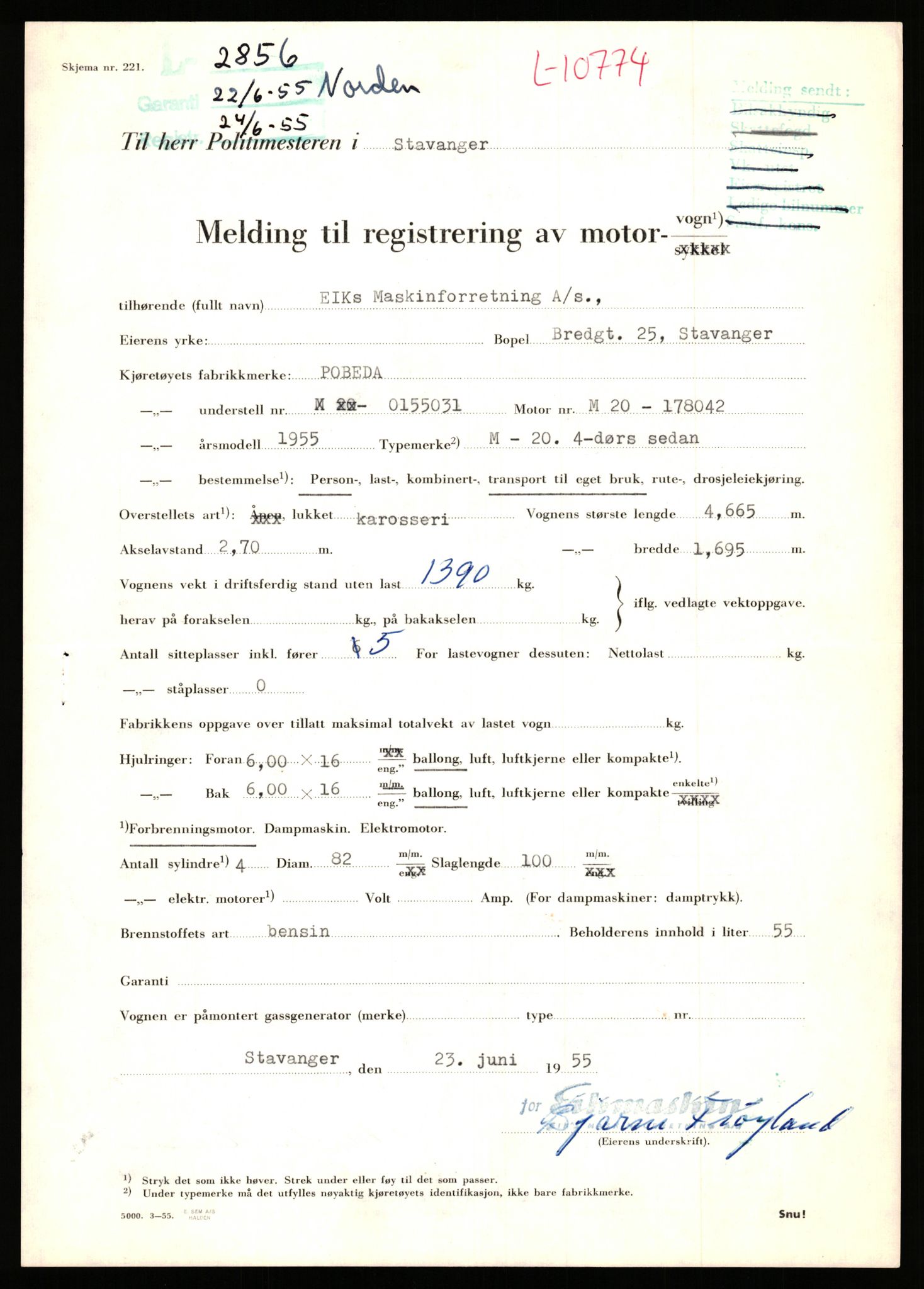 Stavanger trafikkstasjon, AV/SAST-A-101942/0/F/L0019: L-10500 - L-10999, 1930-1971, p. 1075