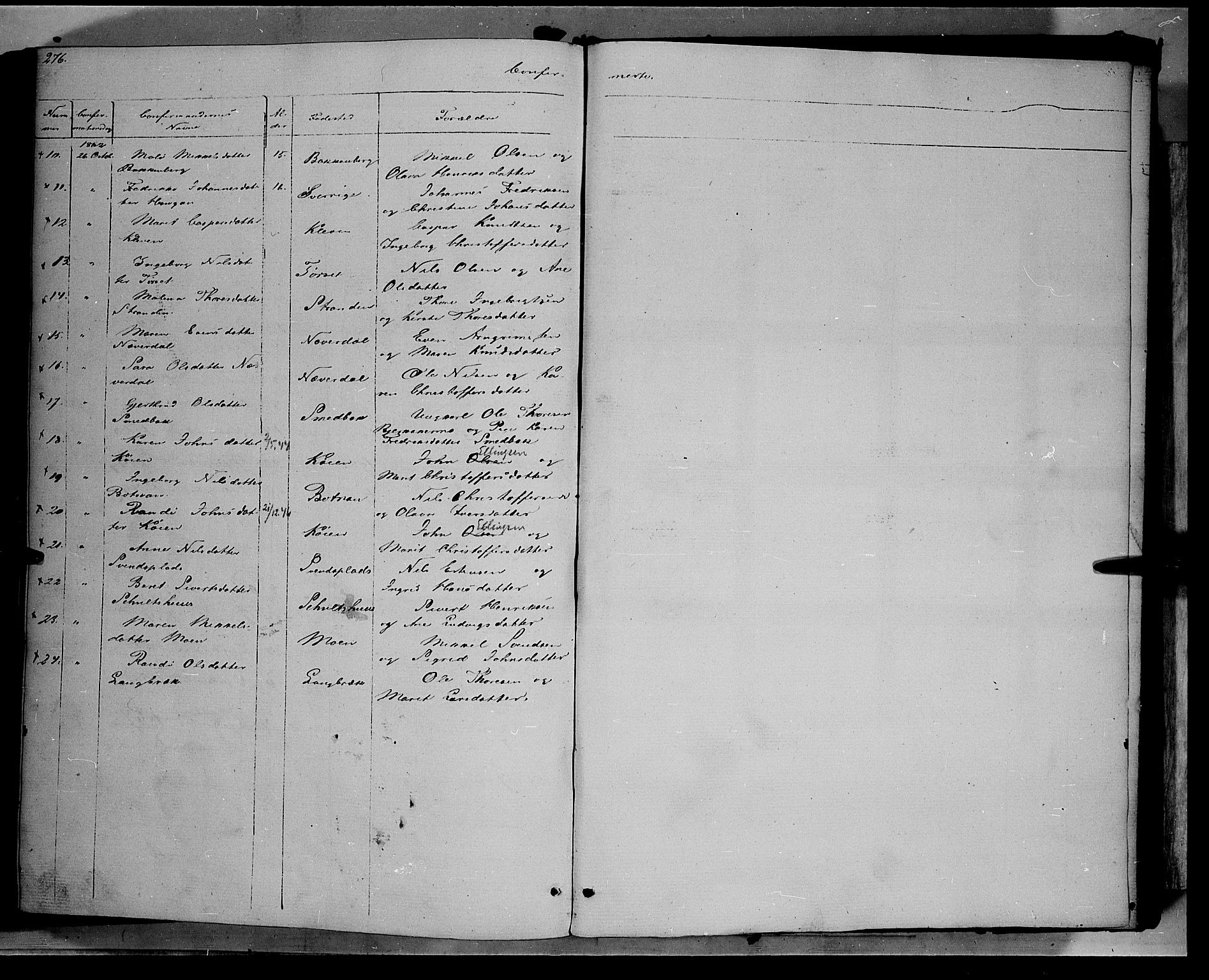Kvikne prestekontor, SAH/PREST-064/H/Ha/Haa/L0005: Parish register (official) no. 5, 1841-1862, p. 276