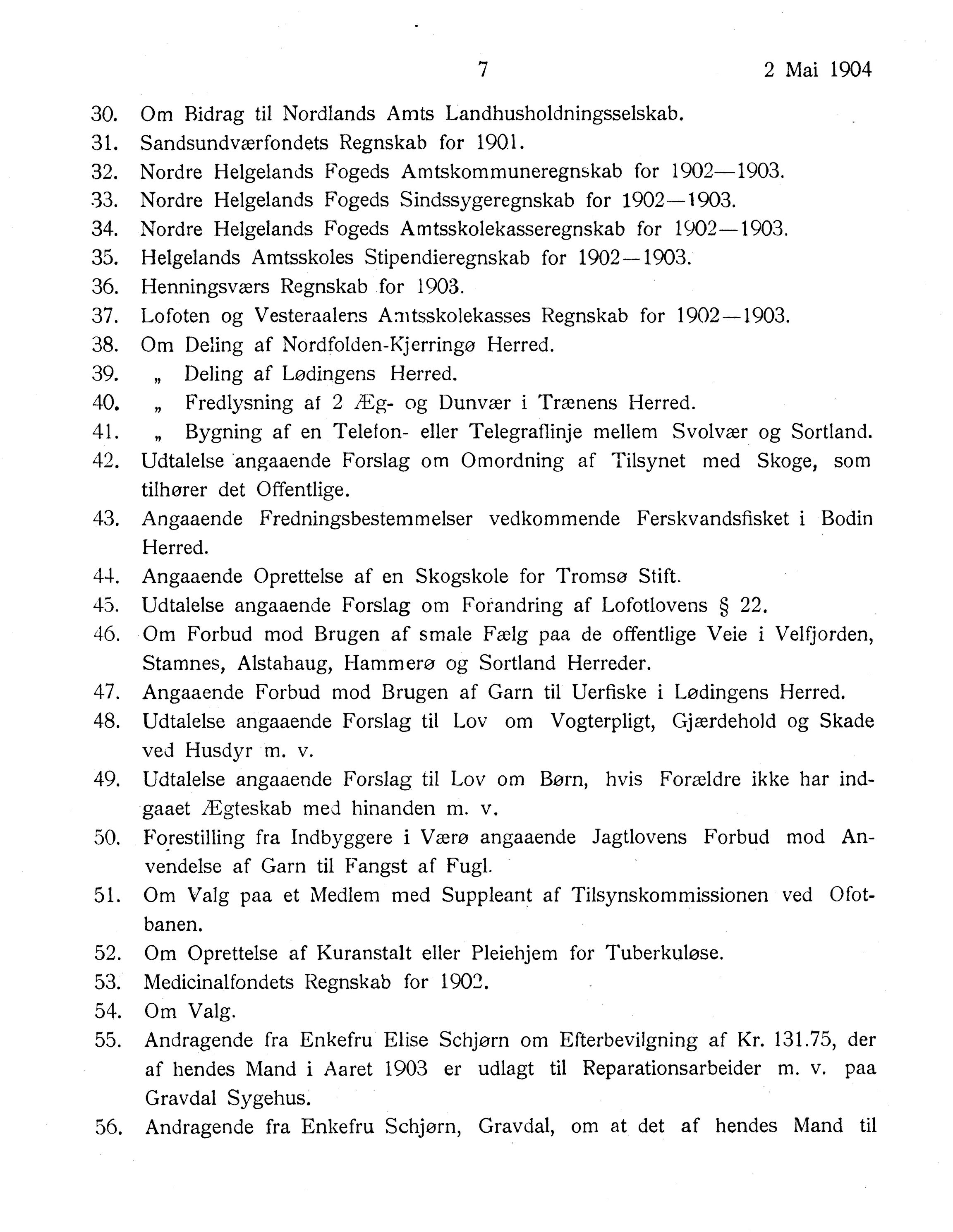Nordland Fylkeskommune. Fylkestinget, AIN/NFK-17/176/A/Ac/L0027: Fylkestingsforhandlinger 1904, 1904