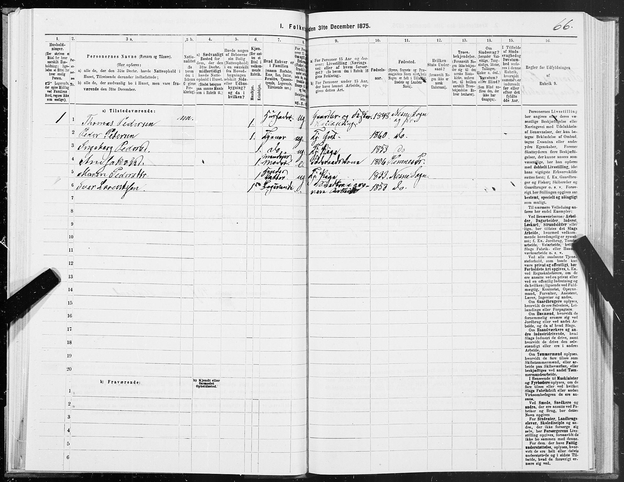 SAT, 1875 census for 1828P Nesna, 1875, p. 1066