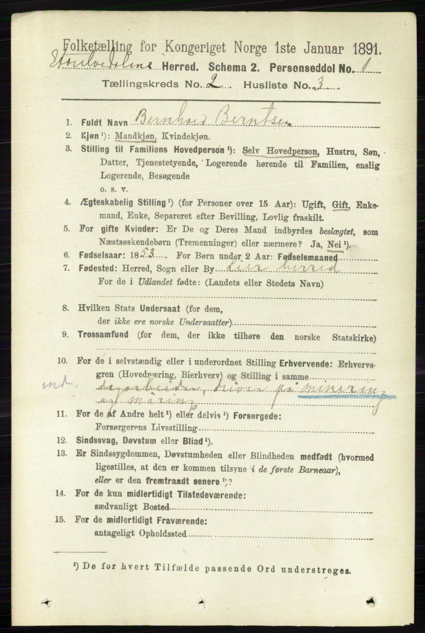 RA, 1891 census for 0430 Stor-Elvdal, 1891, p. 390