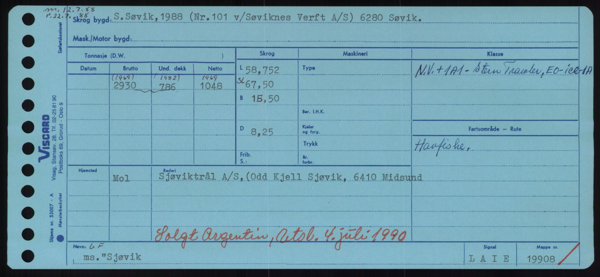 Sjøfartsdirektoratet med forløpere, Skipsmålingen, AV/RA-S-1627/H/Hd/L0033: Fartøy, Sevi-Sjø, p. 419