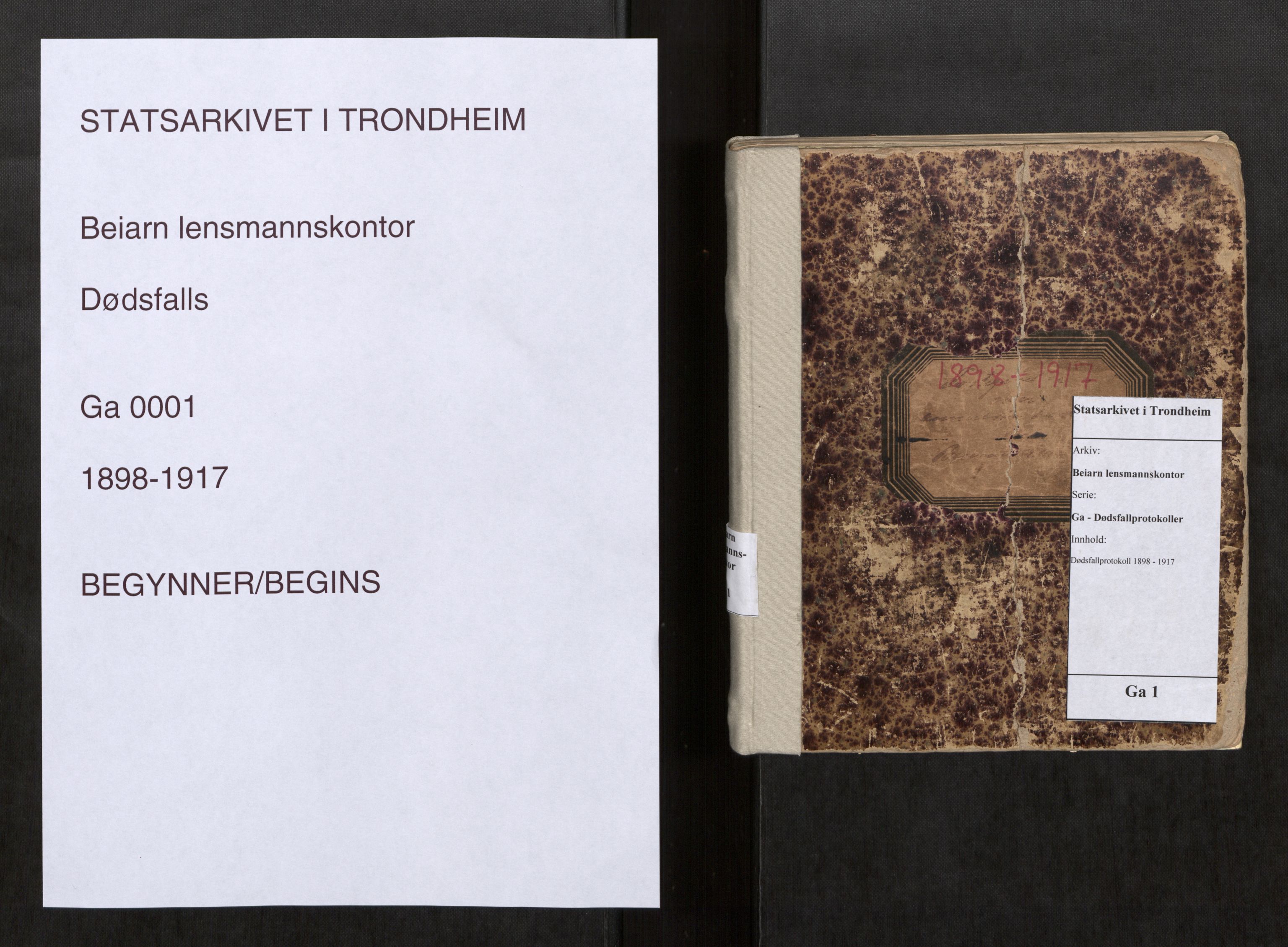 Beiarn lensmannskontor, SAT/A-5676/2/Ga/L0001: Dødsfallprotokoll, 1898-1917