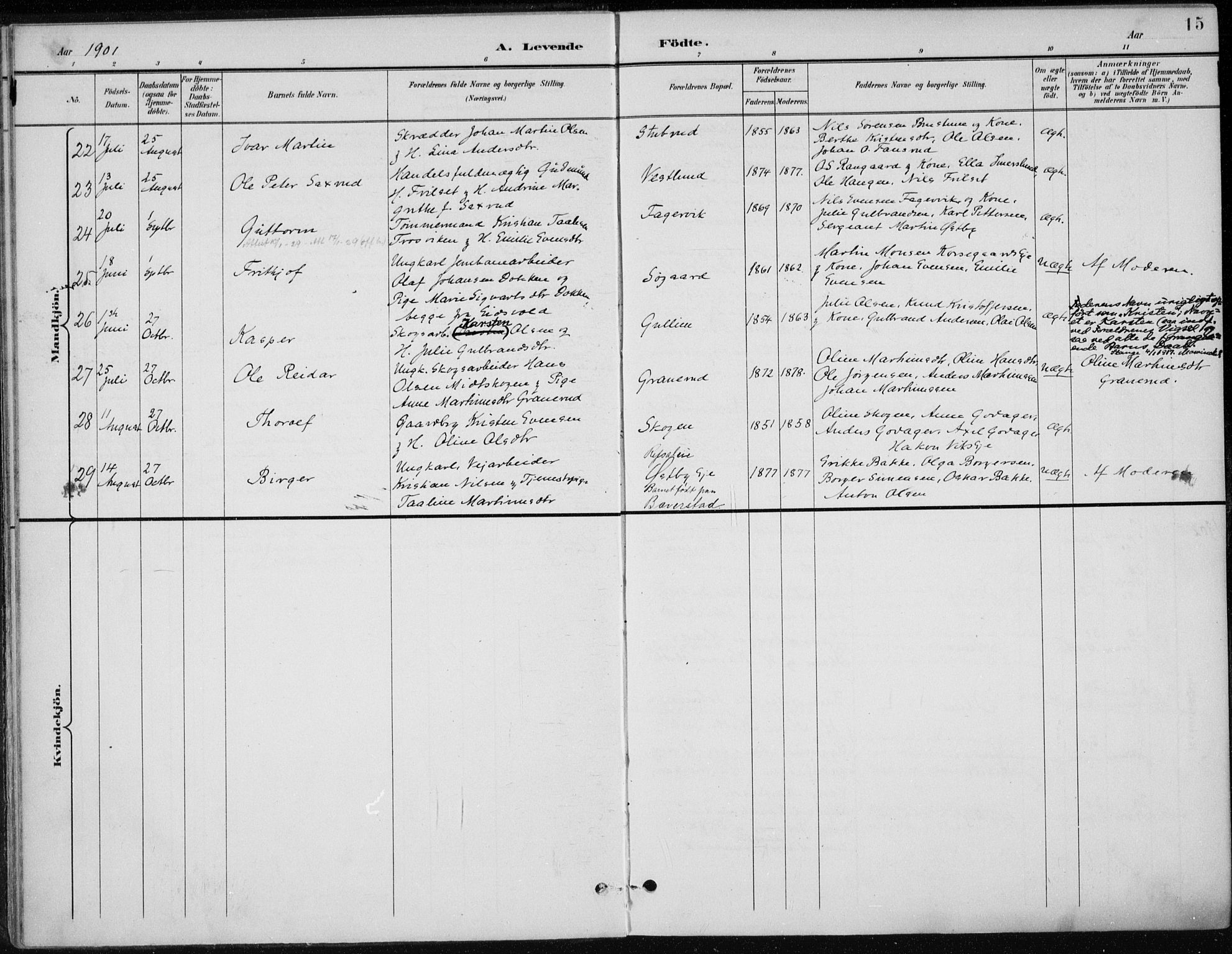 Stange prestekontor, AV/SAH-PREST-002/K/L0023: Parish register (official) no. 23, 1897-1920, p. 15