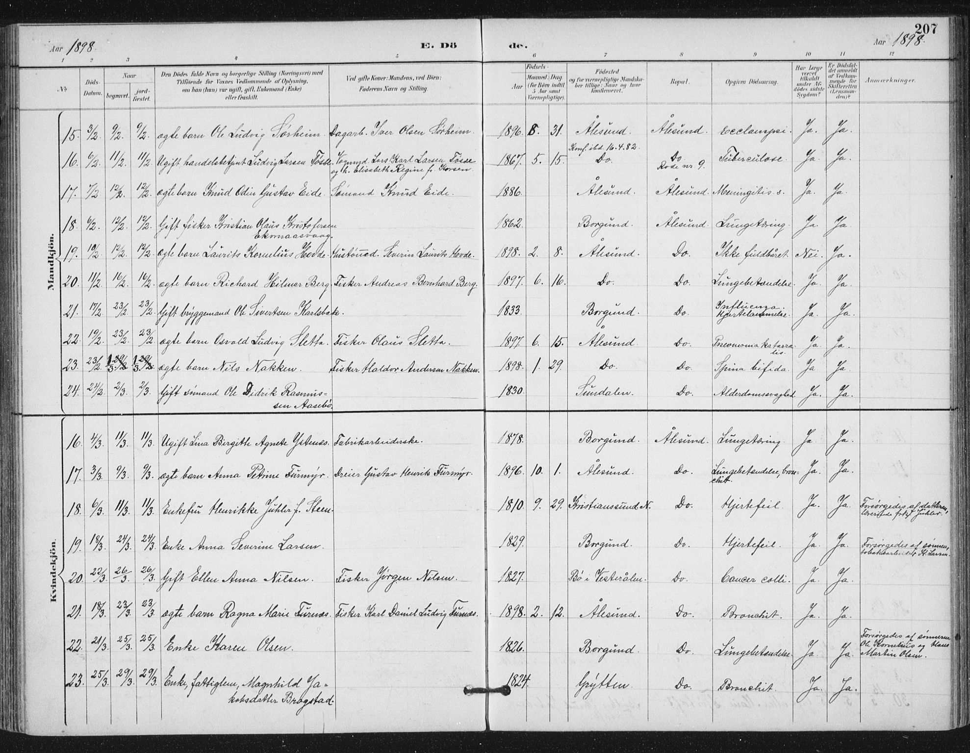 Ministerialprotokoller, klokkerbøker og fødselsregistre - Møre og Romsdal, AV/SAT-A-1454/529/L0457: Parish register (official) no. 529A07, 1894-1903, p. 207