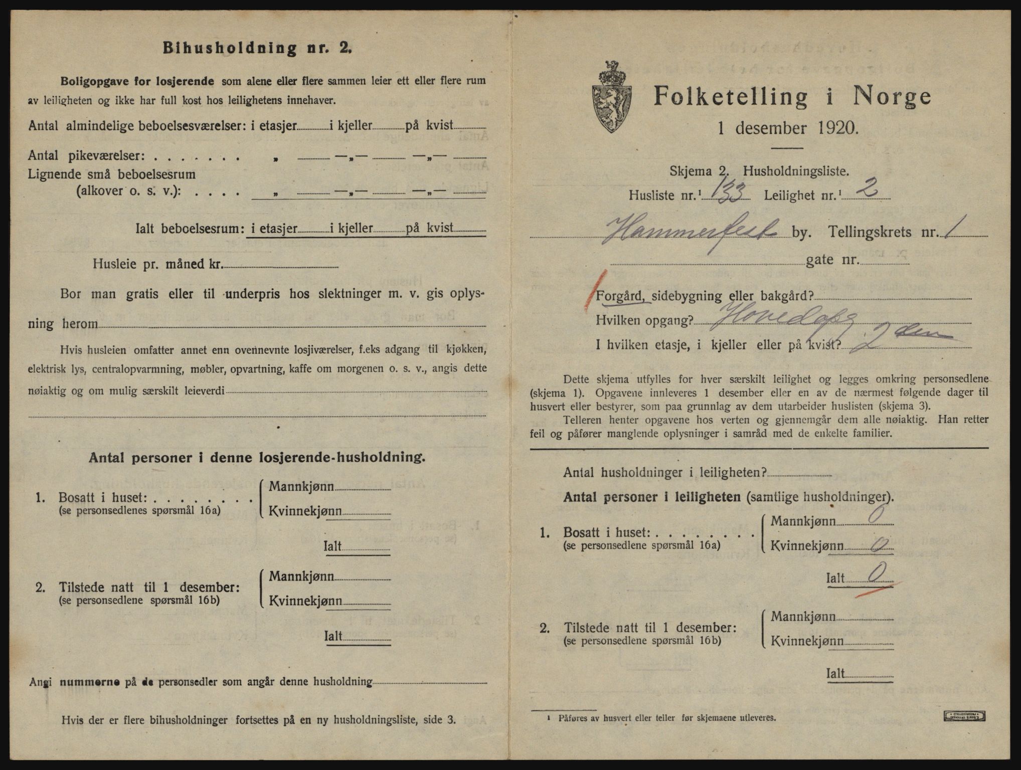 SATØ, 1920 census for Hammerfest, 1920, p. 1440