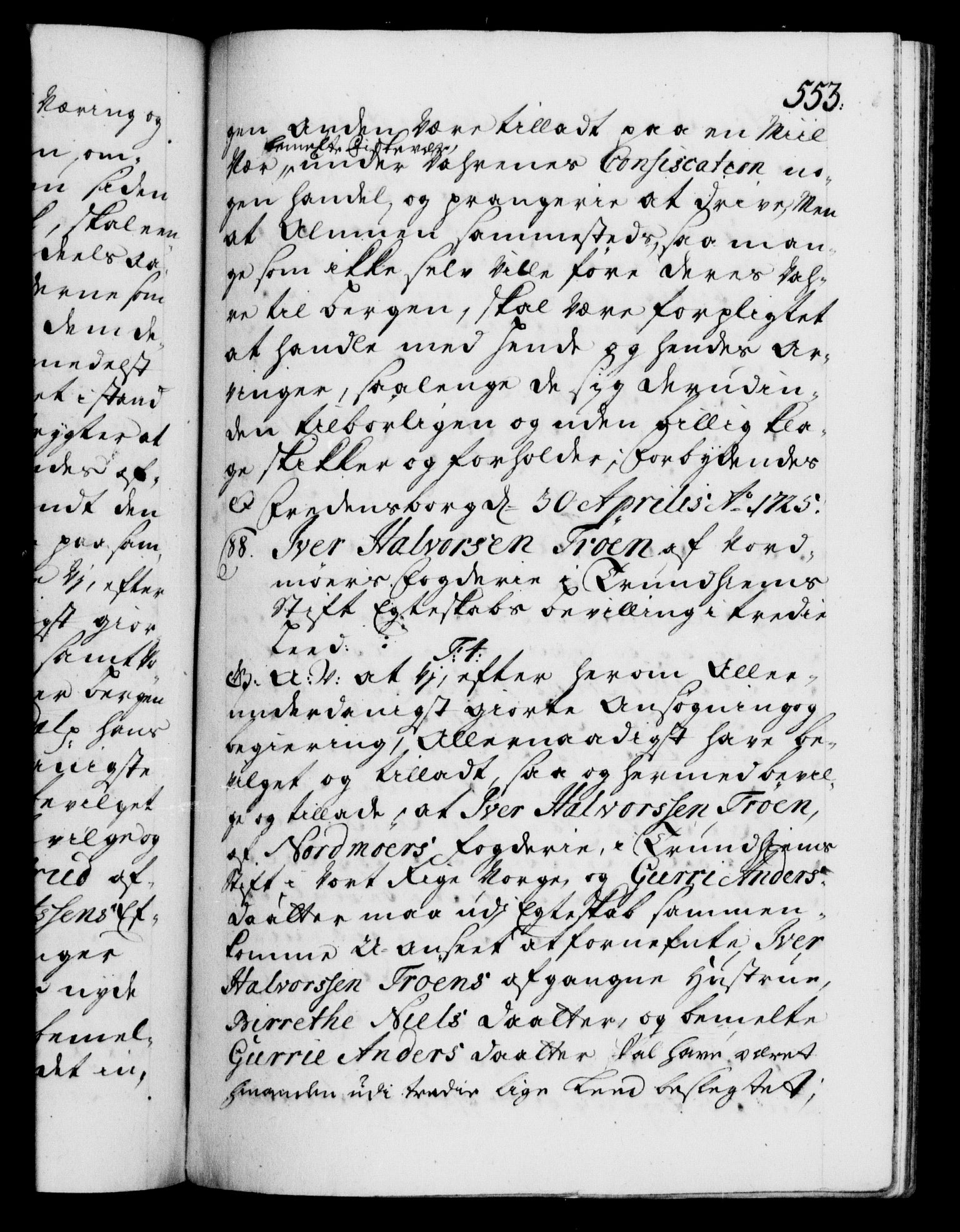 Danske Kanselli 1572-1799, AV/RA-EA-3023/F/Fc/Fca/Fcaa/L0024: Norske registre, 1723-1725, p. 553a